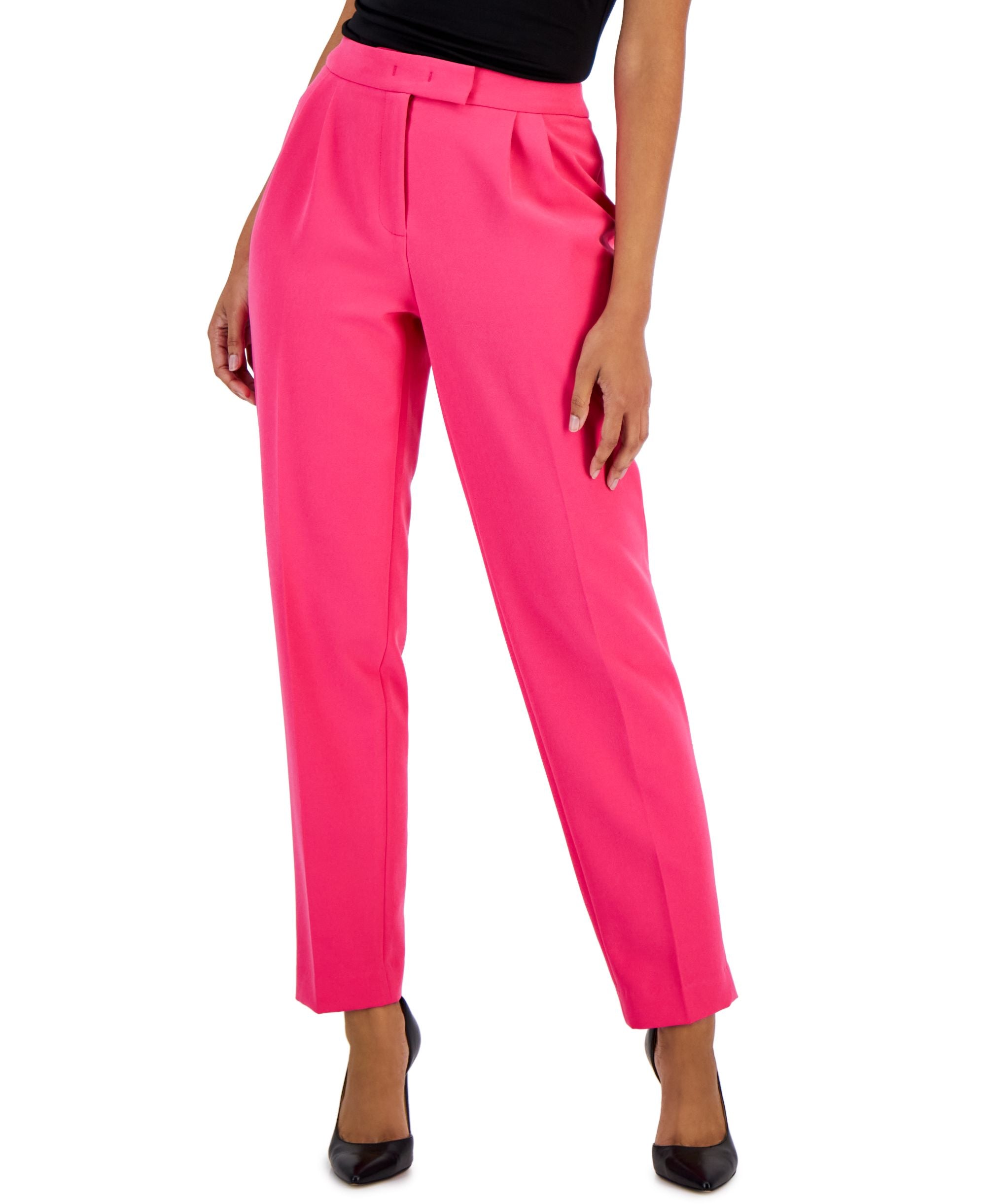 Petite High-Rise Pleated Pants