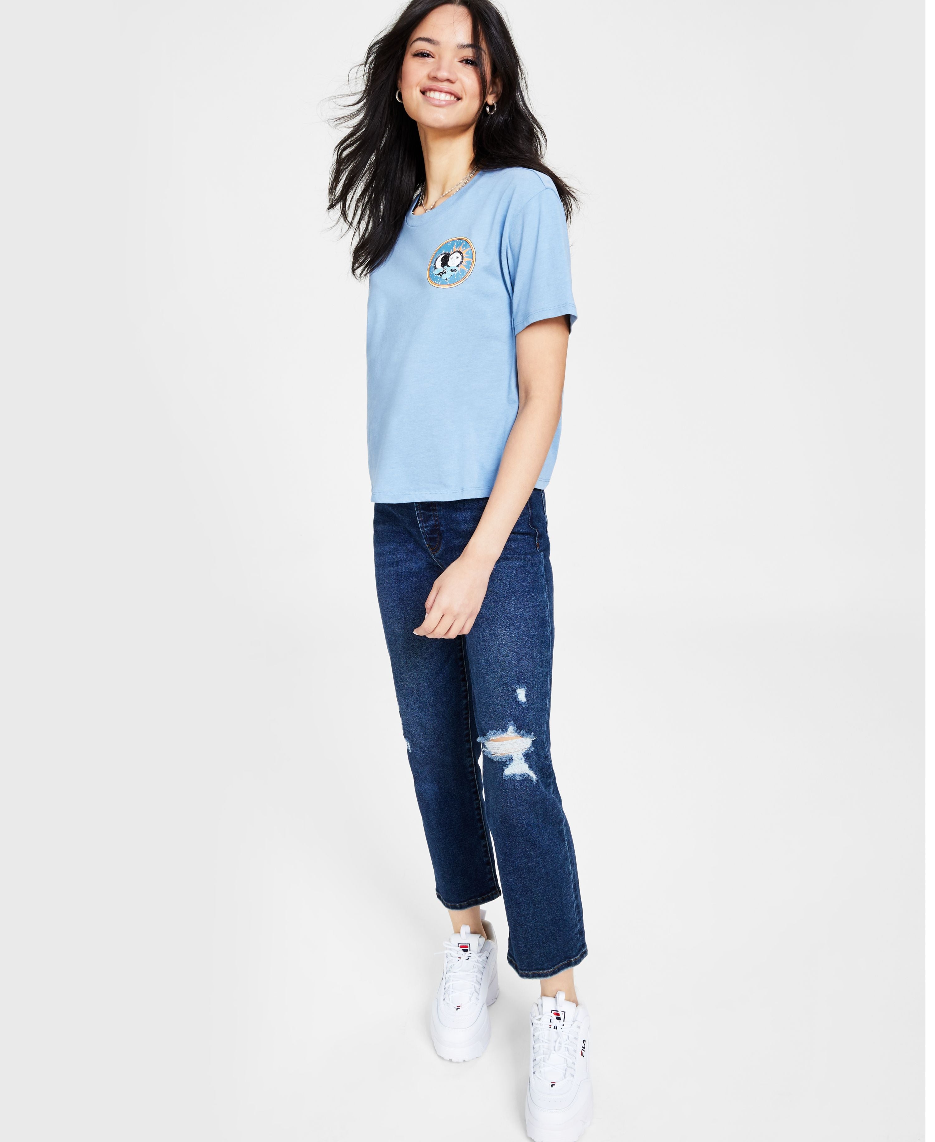 Juniors' Crew-Neck Tarot-Graphic Short-Sleeve T-Shirt