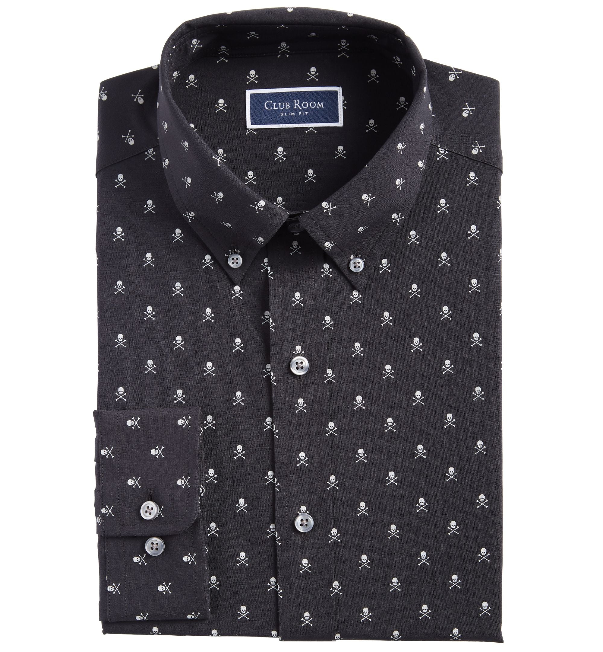 Club Room Mens Slim Fit Skull Print Dress Shirt