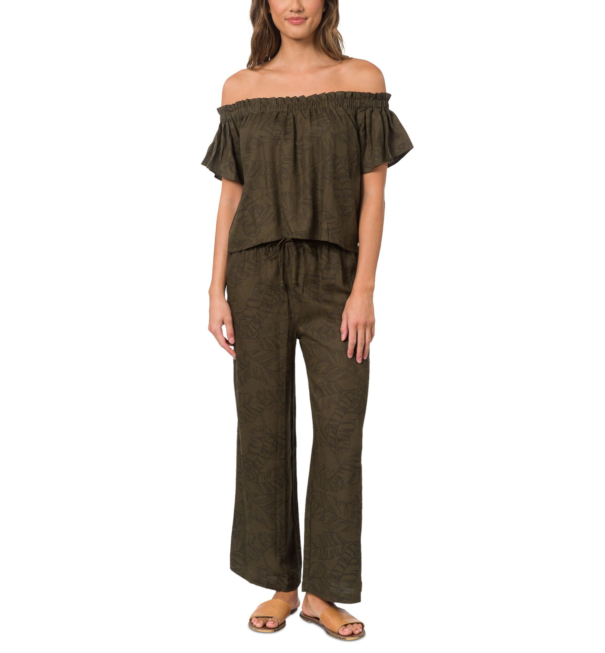 Juniors' Off-The-Shoulder Printed Top