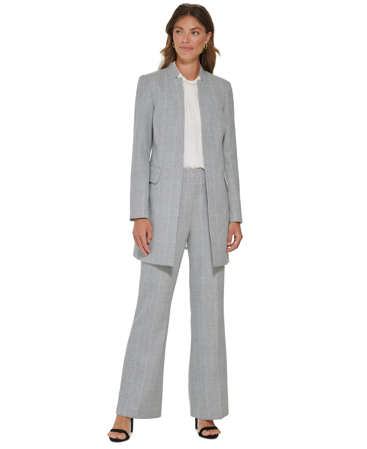 Women's Star Collar Glen Plaid Topper Jacket