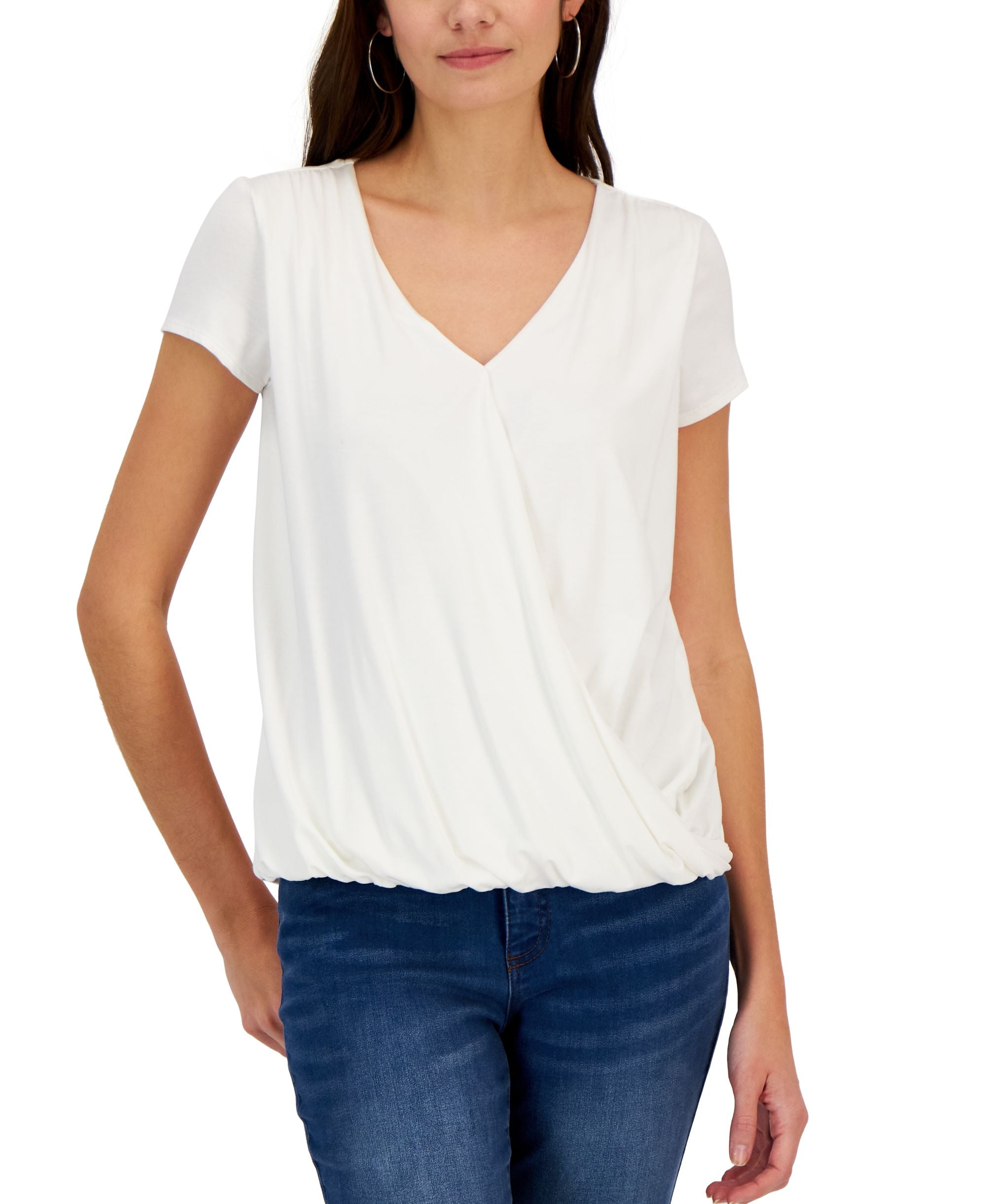 Women's Draped Surplice Top