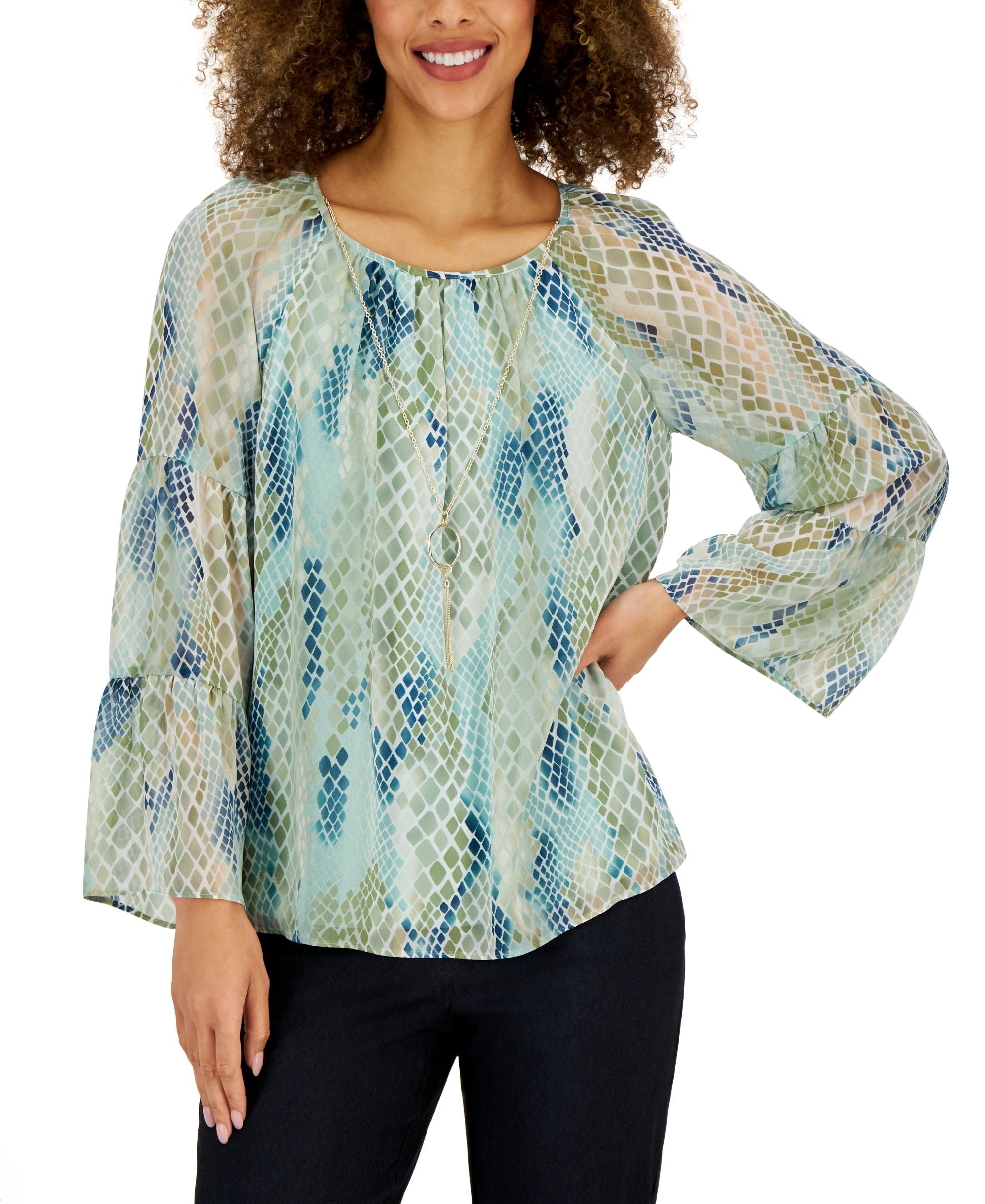 Women's Glowing Reptile-Print Top