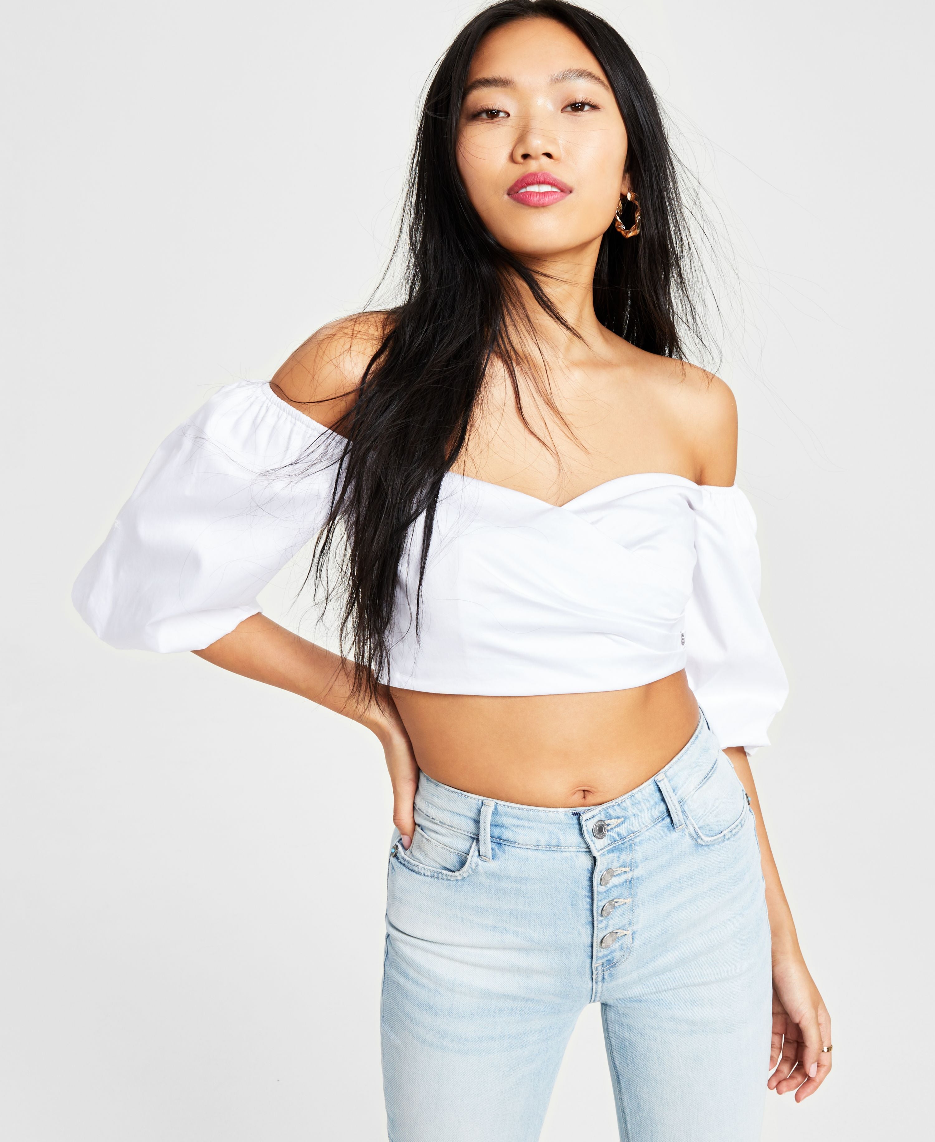 Women's Off-the-Shoulder Cropped Blouse
