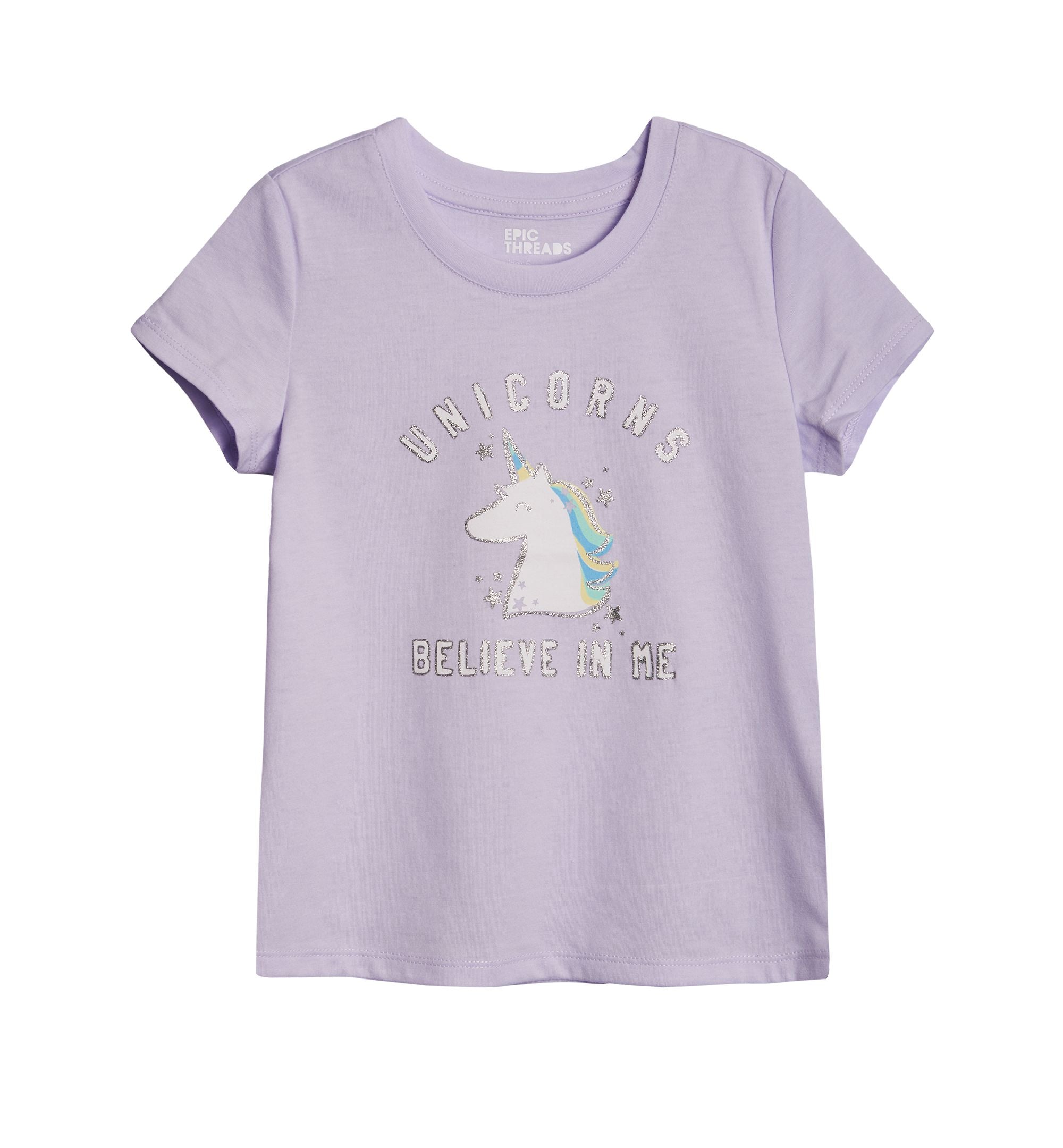 Toddler Girls Unicorns Believe Graphic T-Shirt