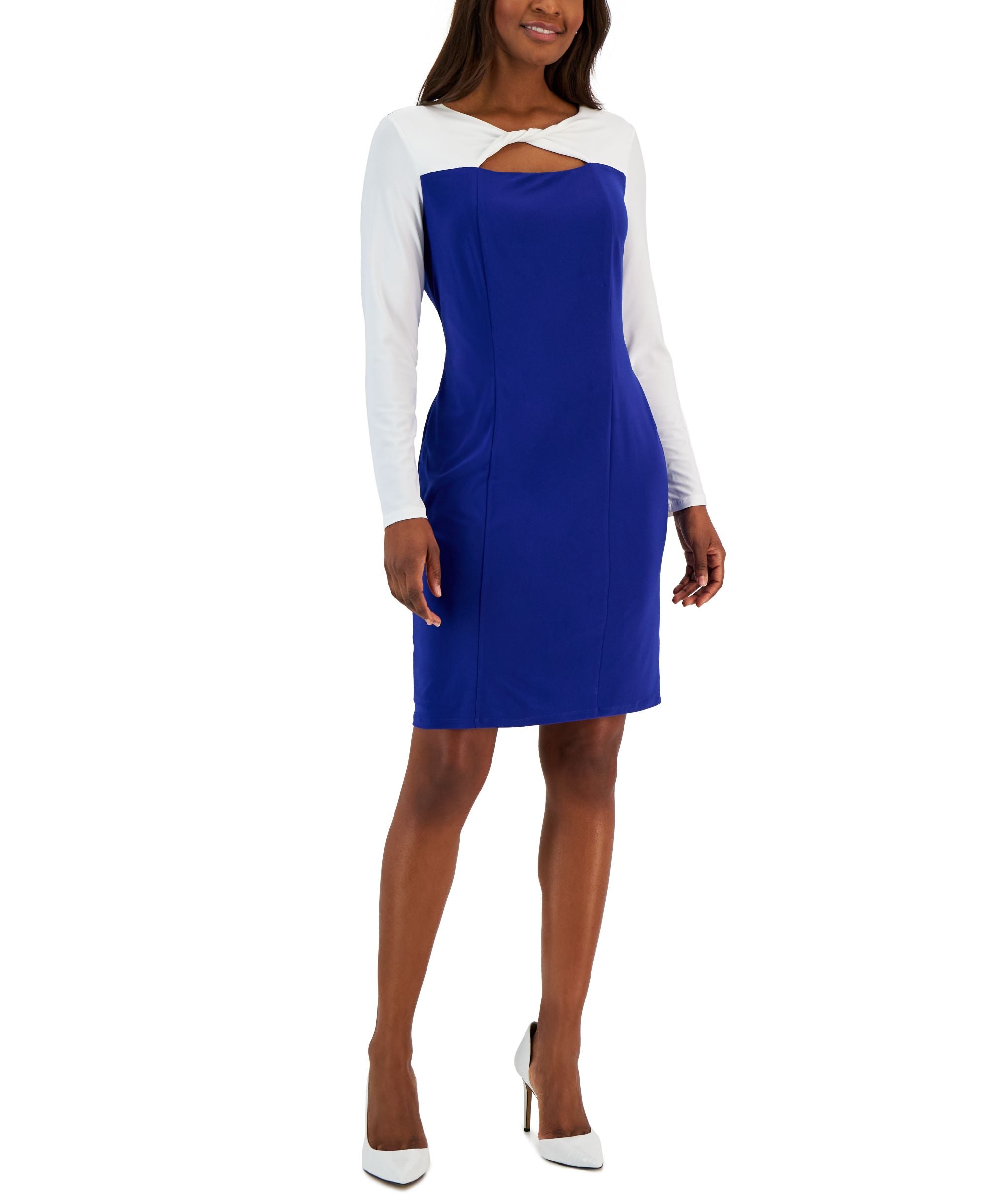 Women's Colorblock Knot-Neck Bodycon Dress