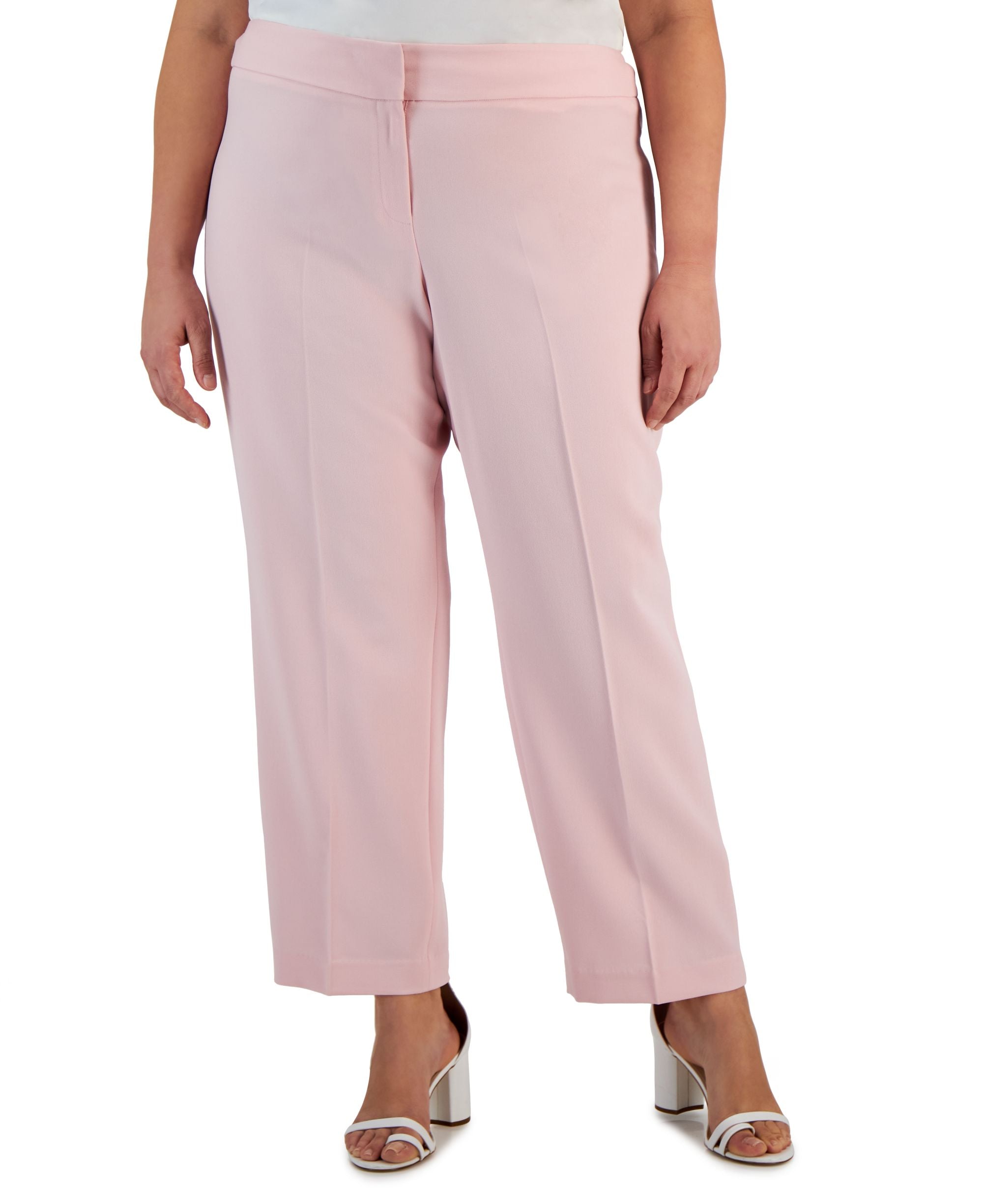 Plus Size Stretch Crepe Mid-Rise Ankle Pants