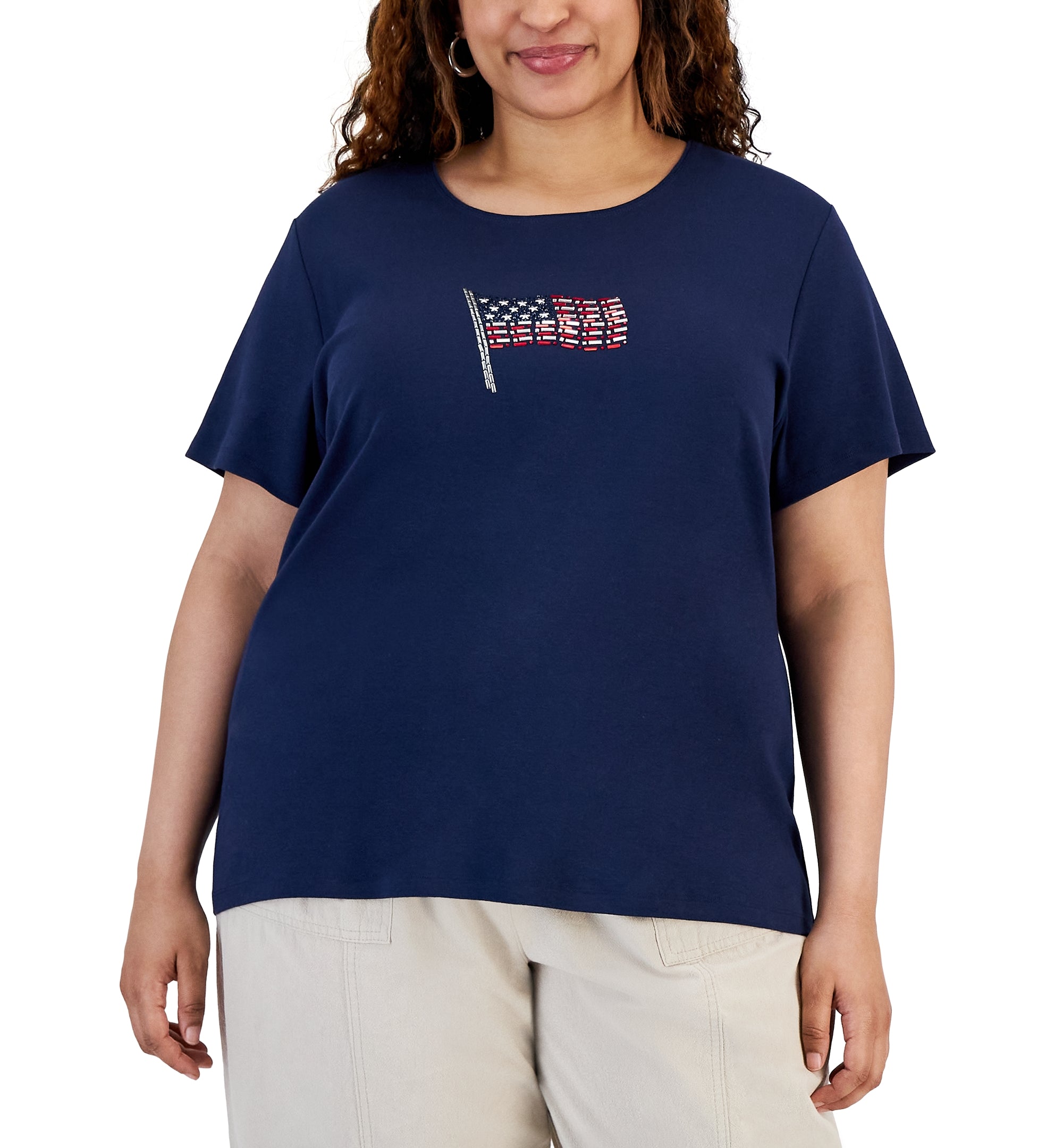 Plus Size Americana Print Top