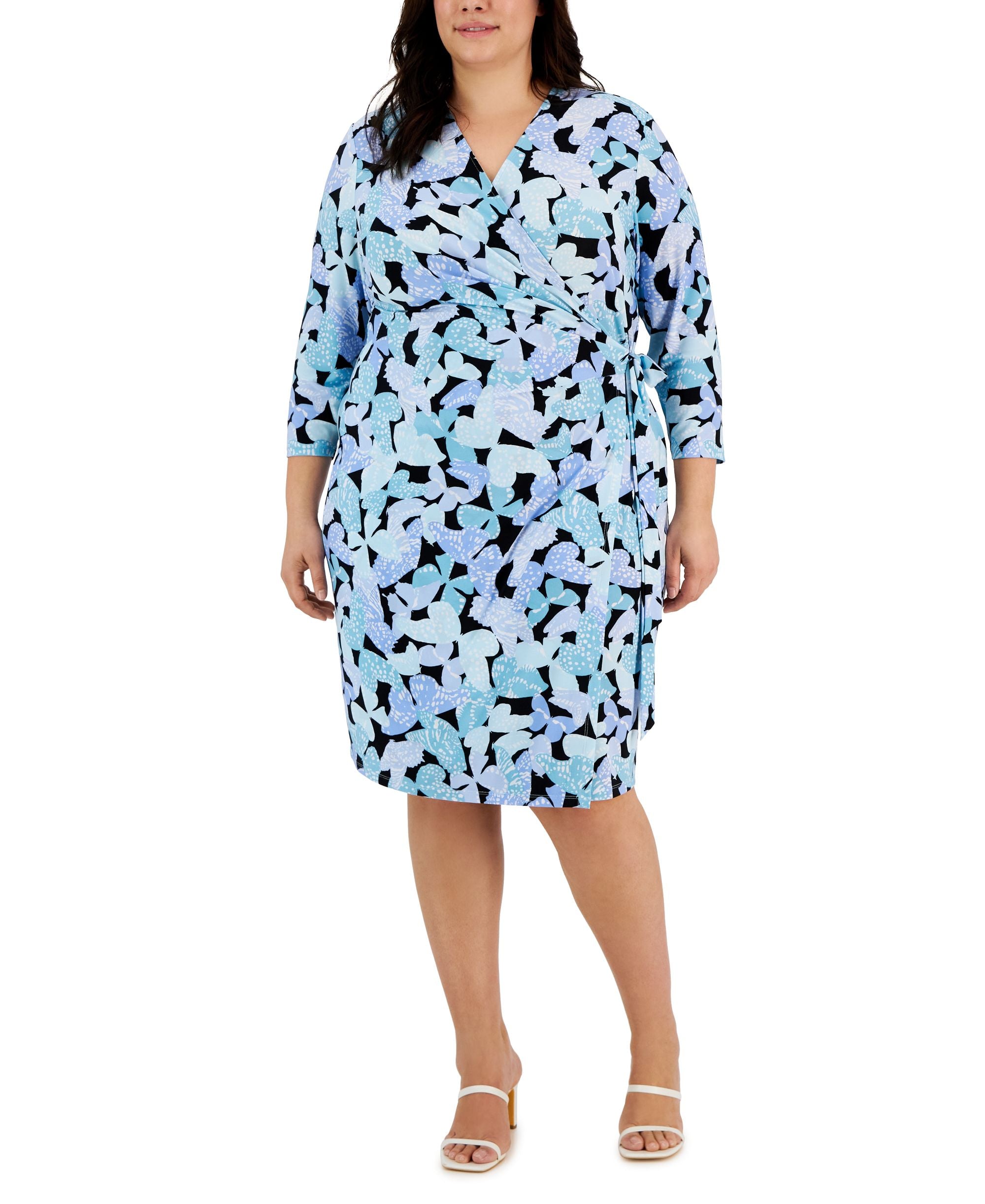 Plus Size Printed Wrap Dress