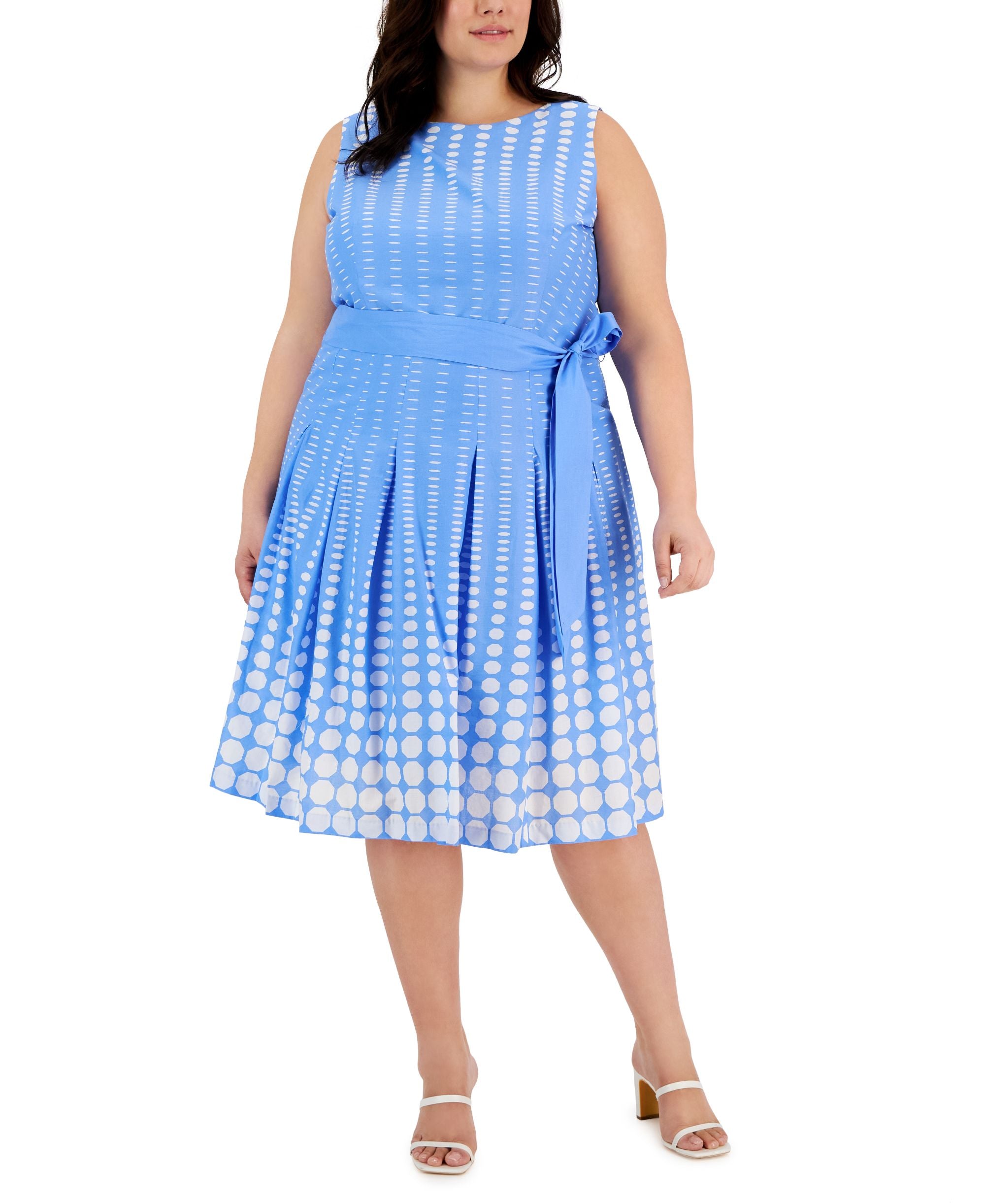 Plus Size Printed Fit & Flare Dress
