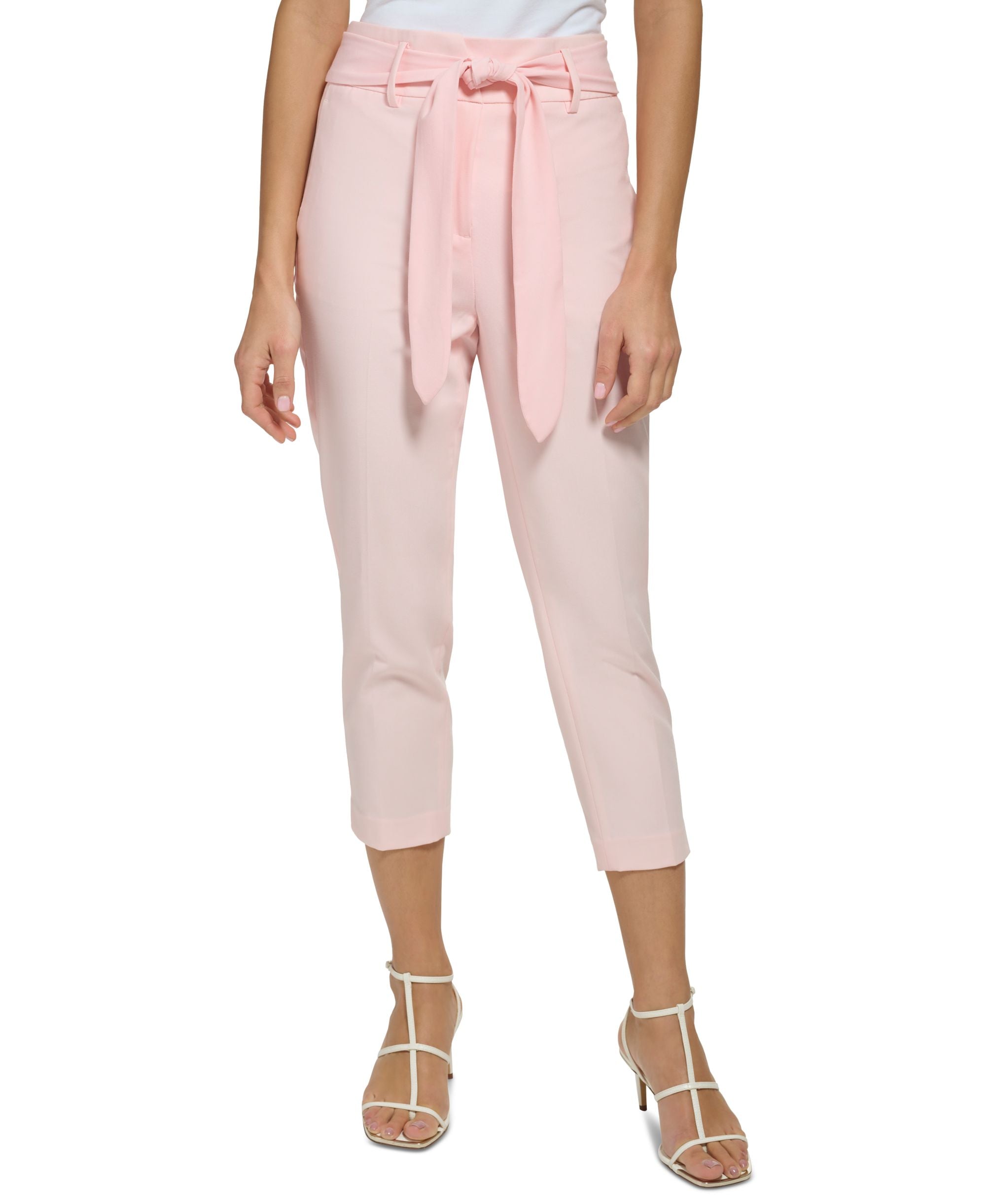 Petite Tie-Front High-Rise Cropped Pants