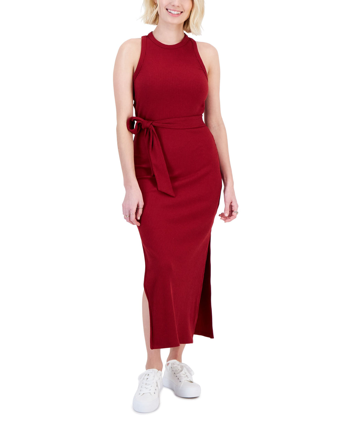 Petite Rib-Knit Midi Dress