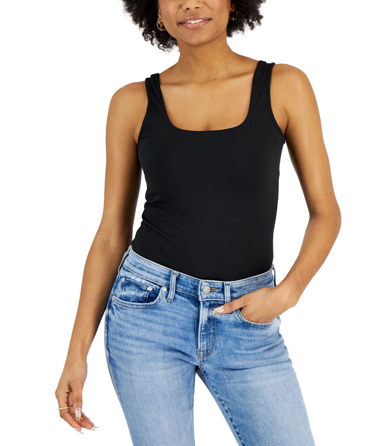 Juniors' Sleeveless Square-Neck Bodysuit