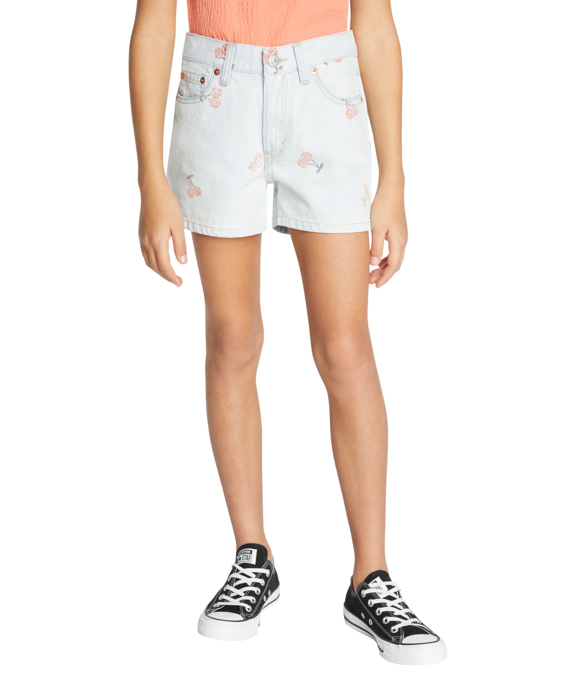 Levis Big Girls Cherry Print High Rise Shorts