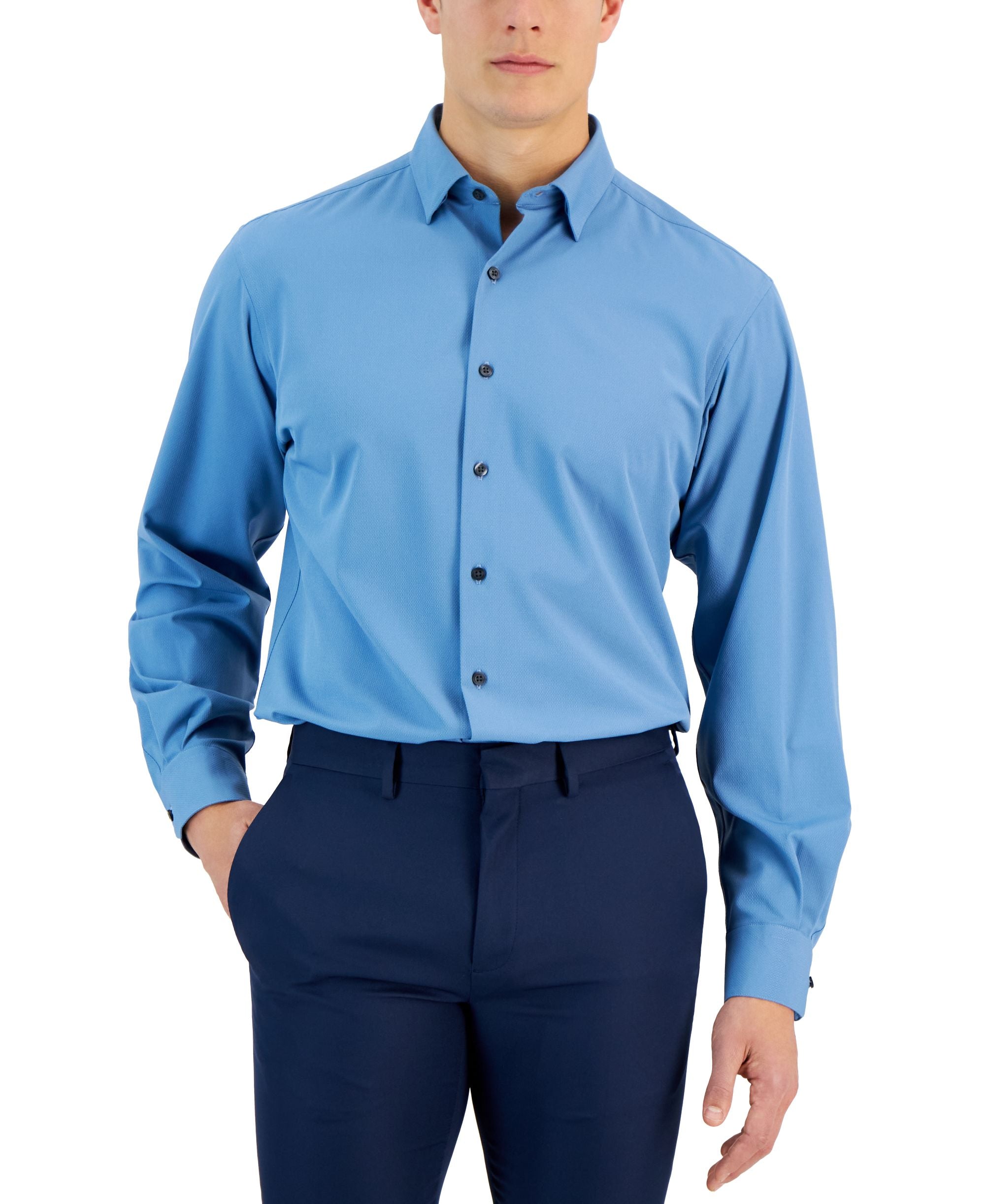 Men's Regular Fit Travel Ready Solid Dress Shirt