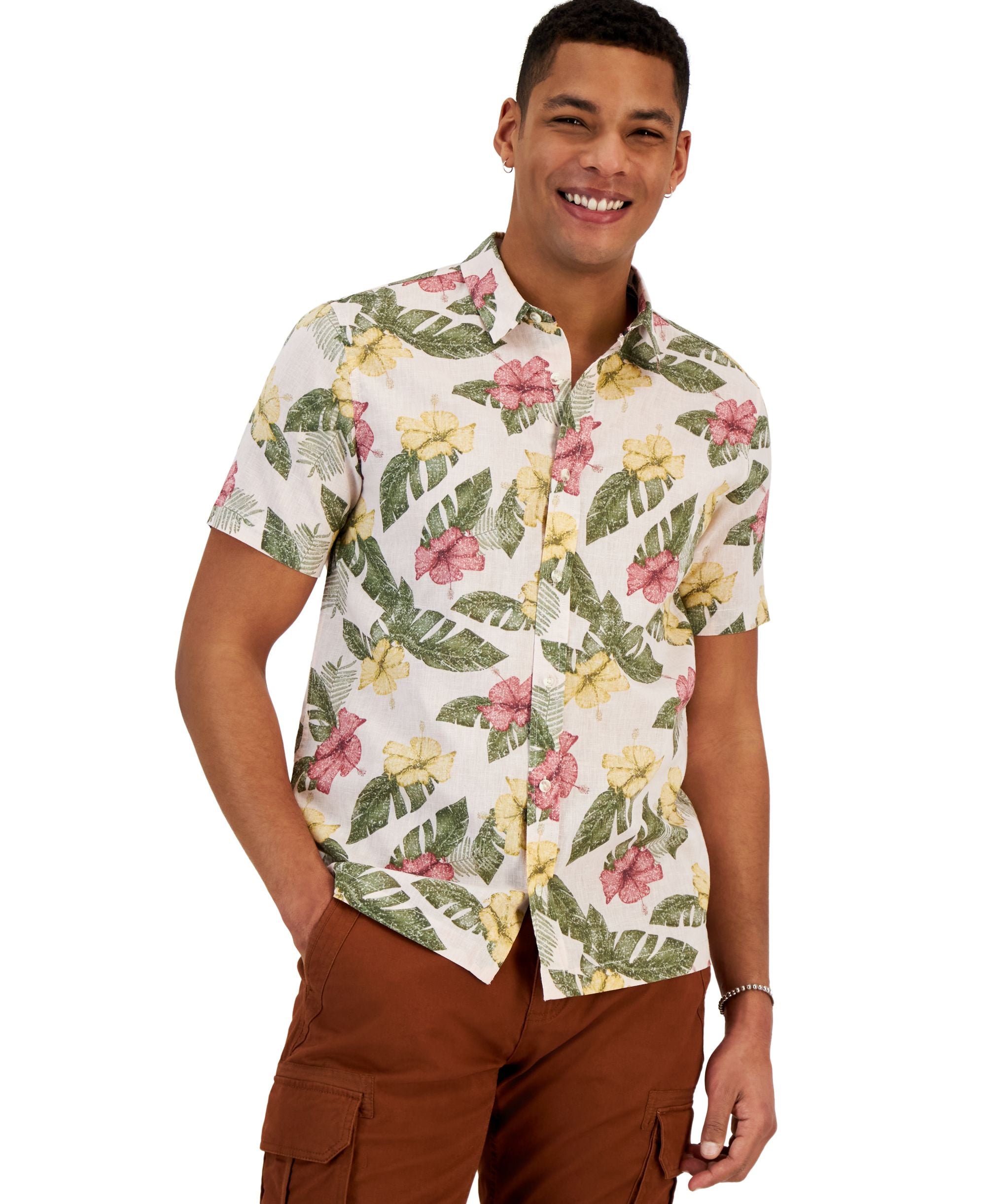 Men's Kelly Tropical-Print Short-Sleeve Shirt