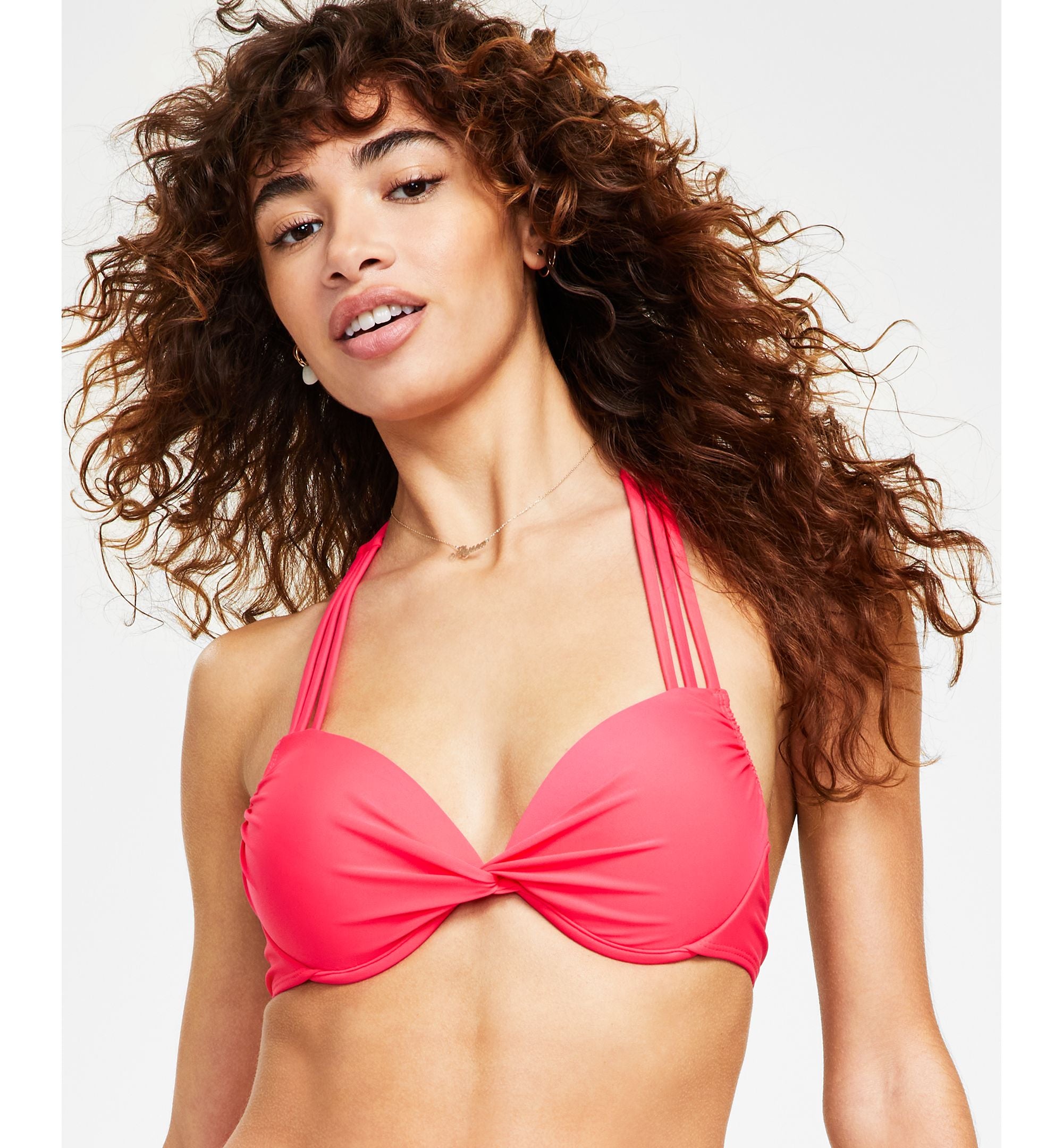 Juniors' Strappy Underwire Push-Up Bikini Top