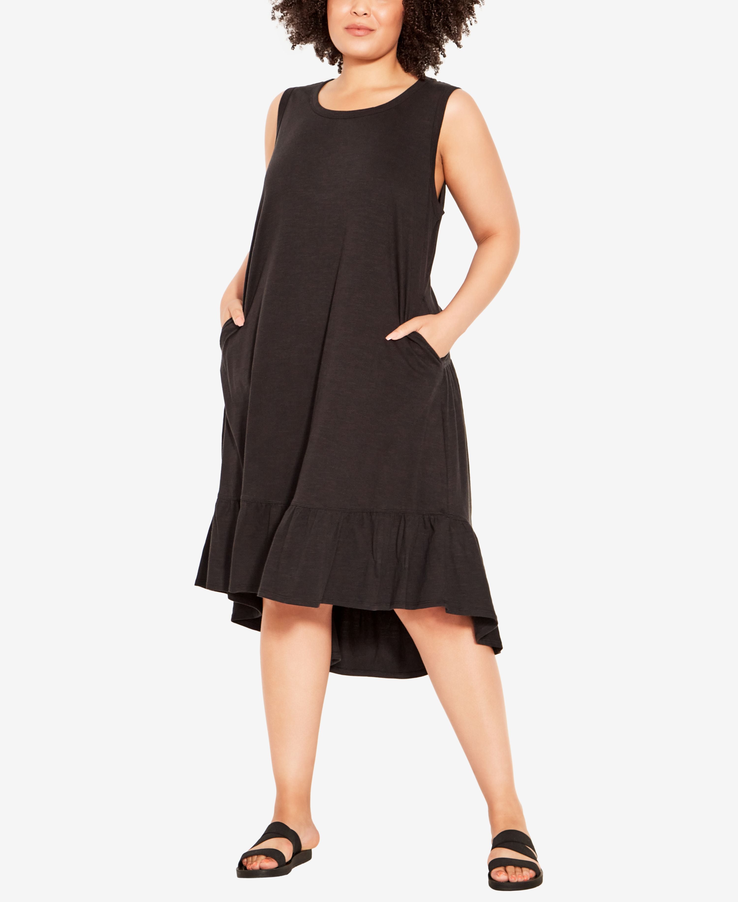 Plus Size Evie Ruffle Plain Dress