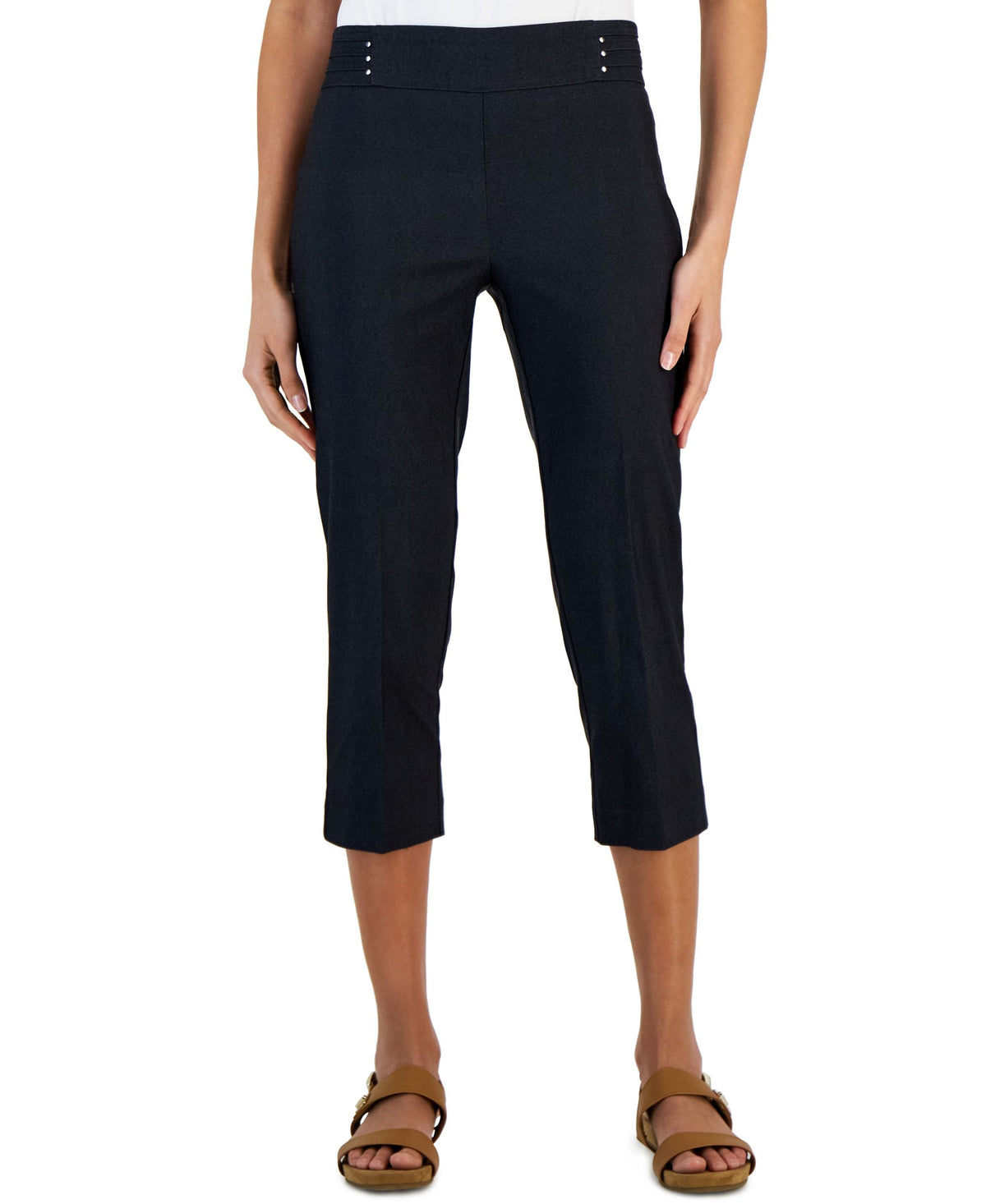 Embellished Pull-On Capri Pants