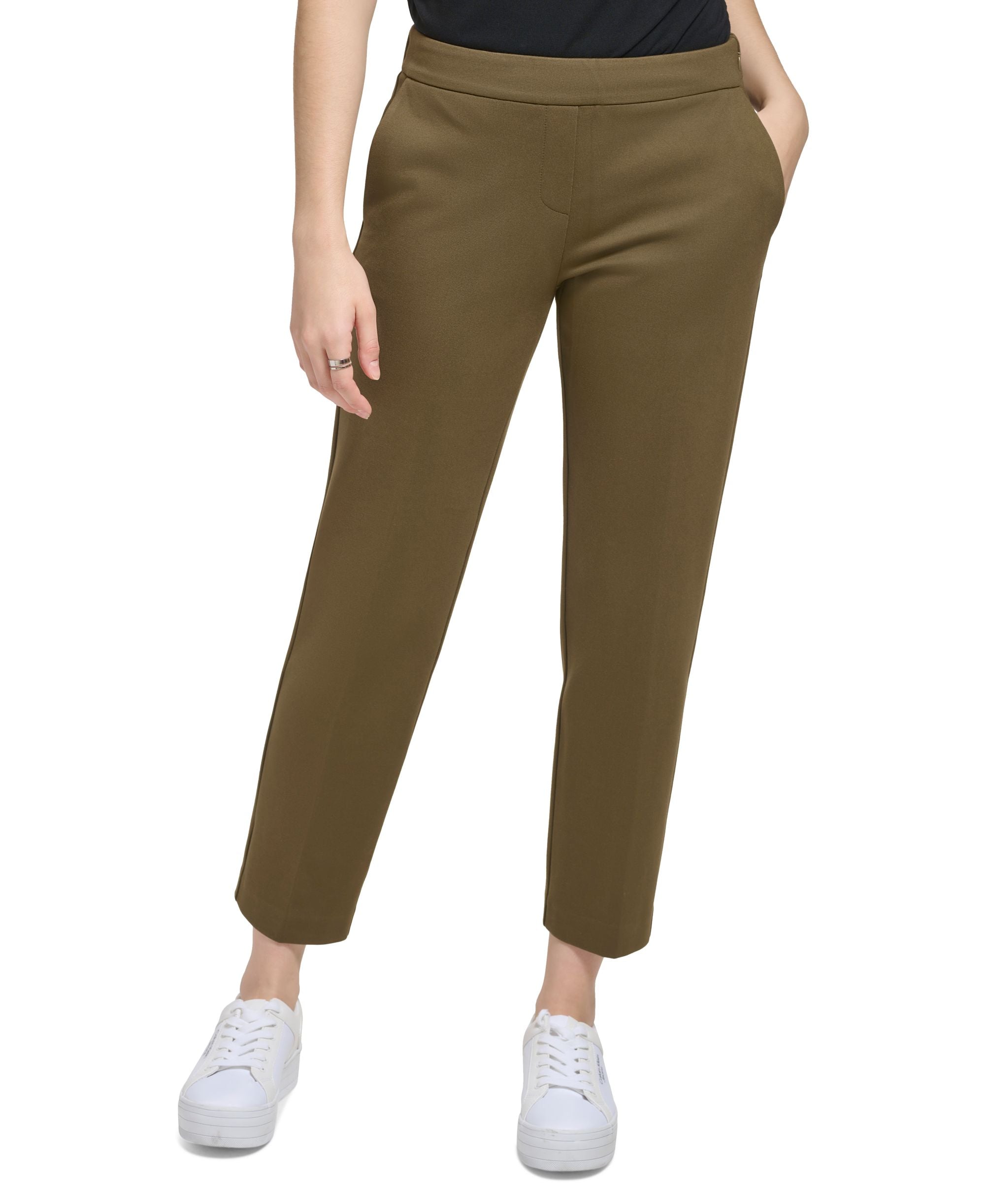 Calvin Klein Womens X Fit Elastic Back Ankle Pants