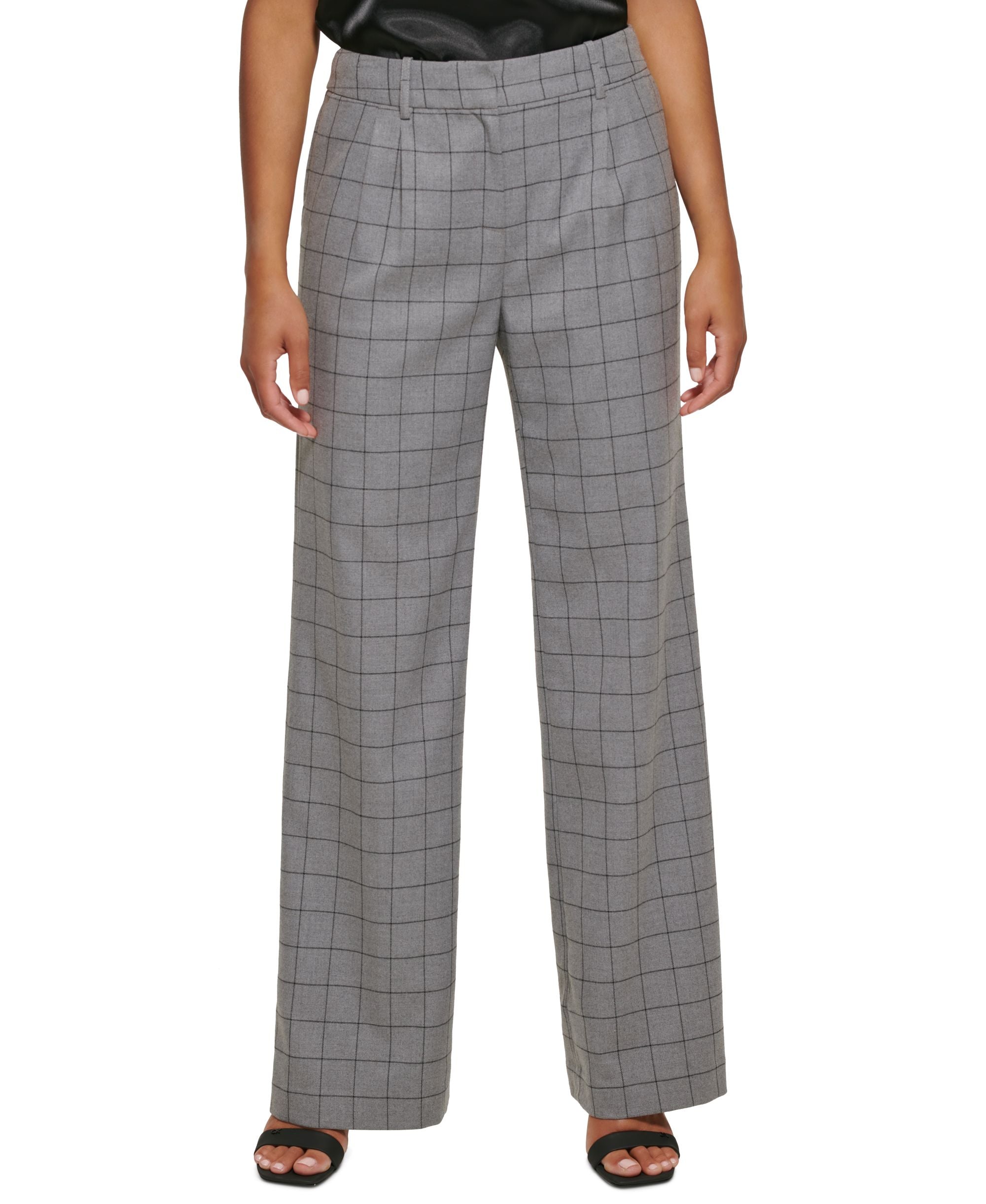 Women's Windowpane Wide-Leg Pants