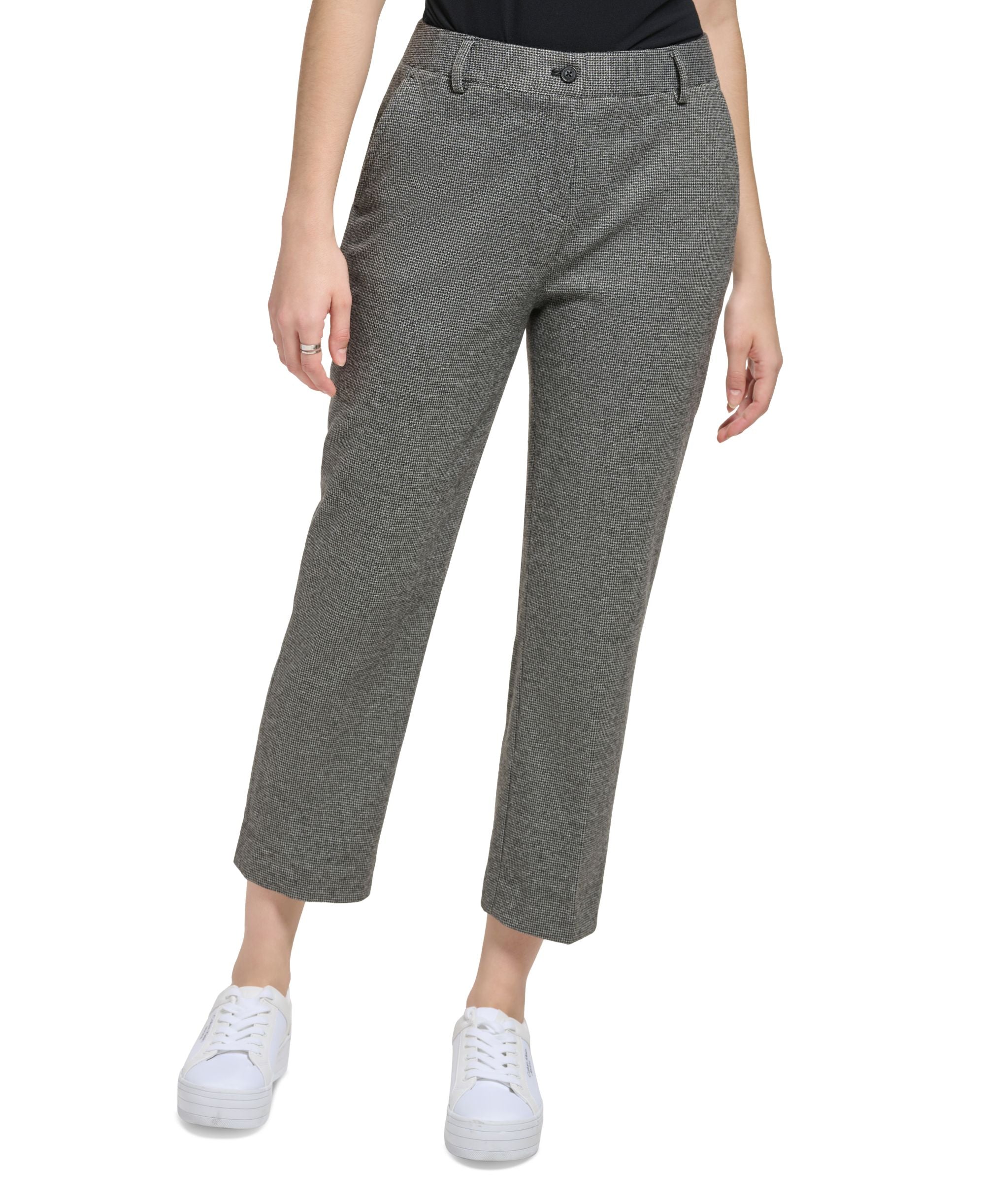 Calvin Klein Womens X Fit Plaid Cropped Pants