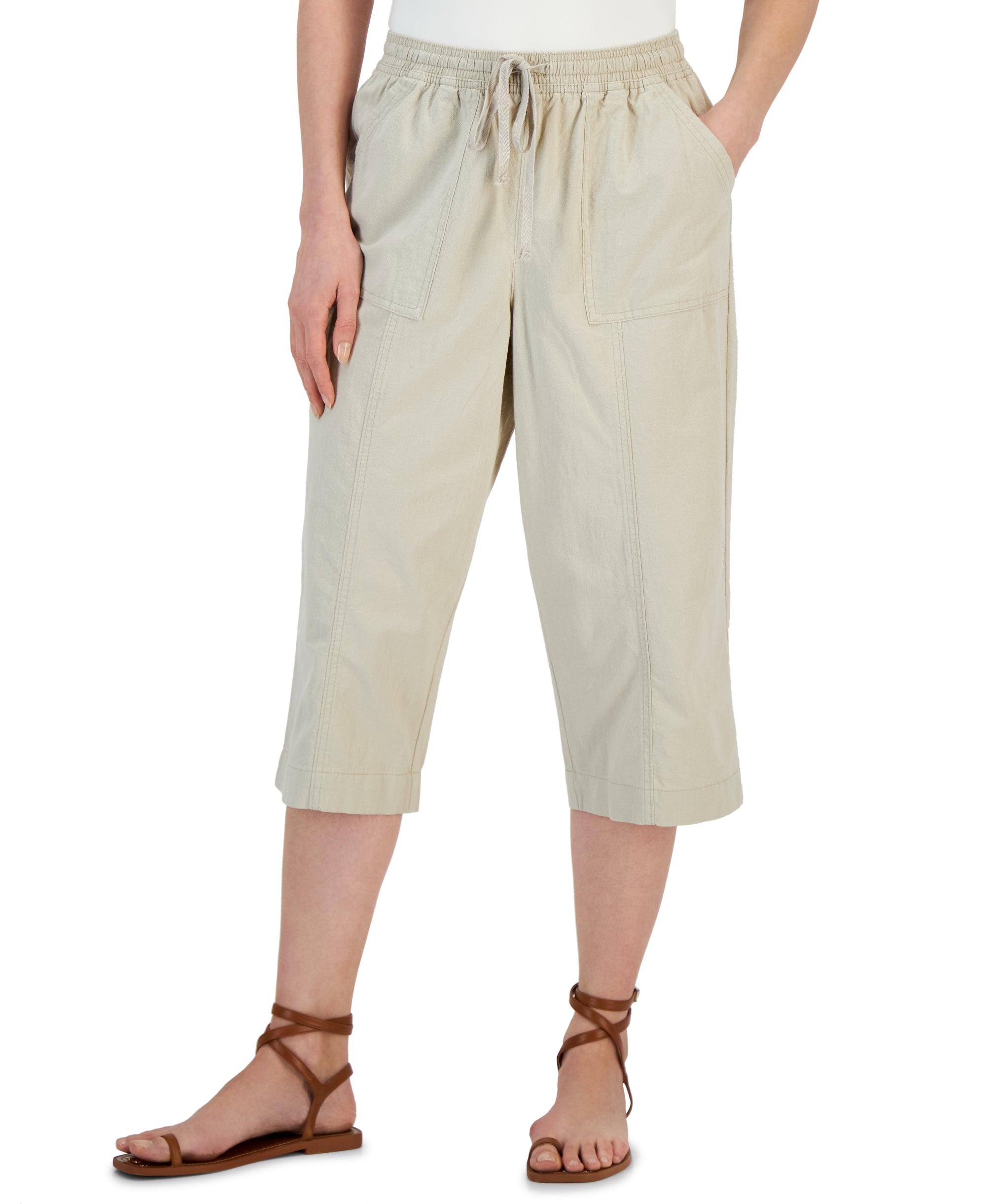 Petite Solid Quinn Cotton Capri Pants