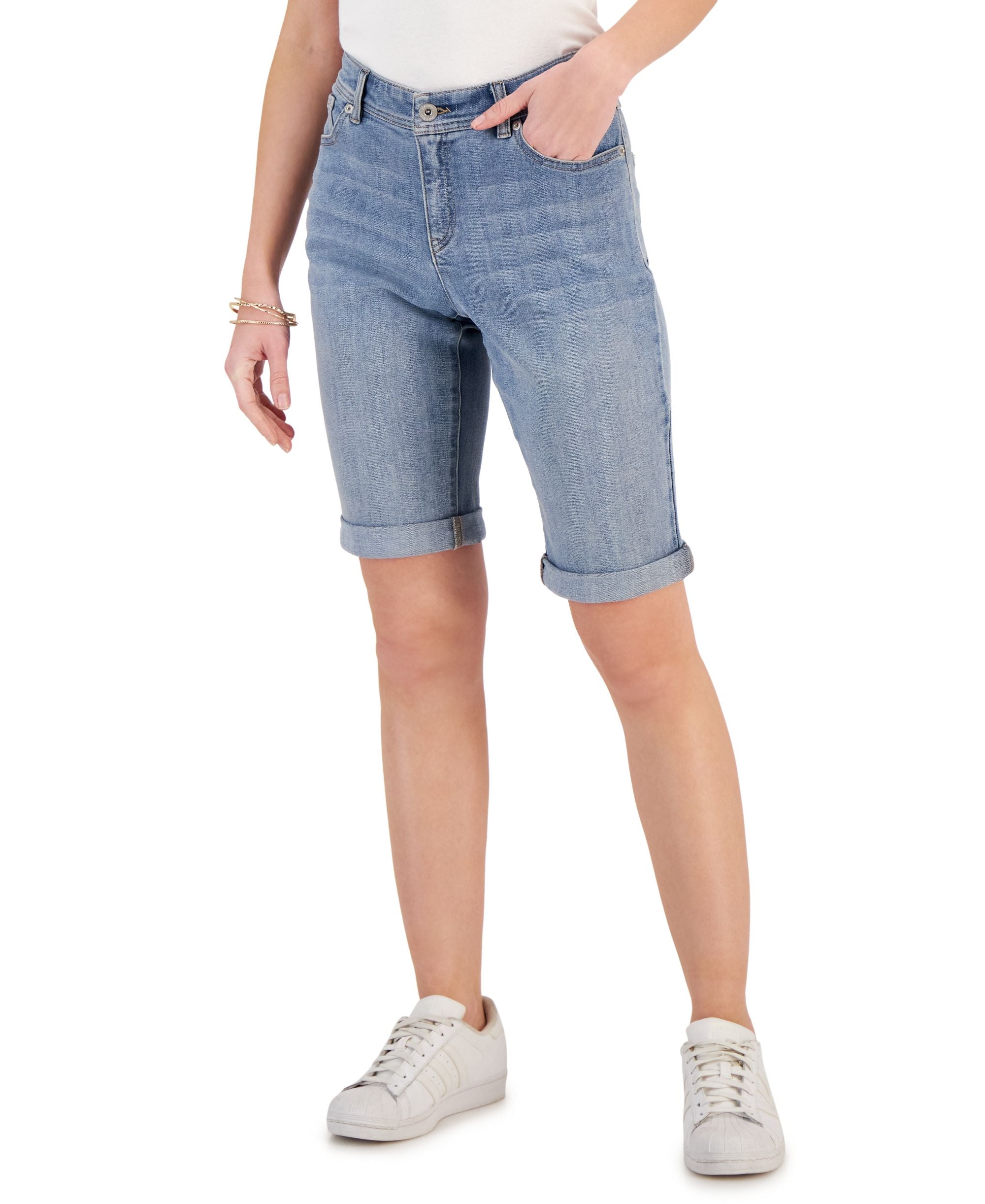 Women's Mid-Rise Denim Bermuda Shorts