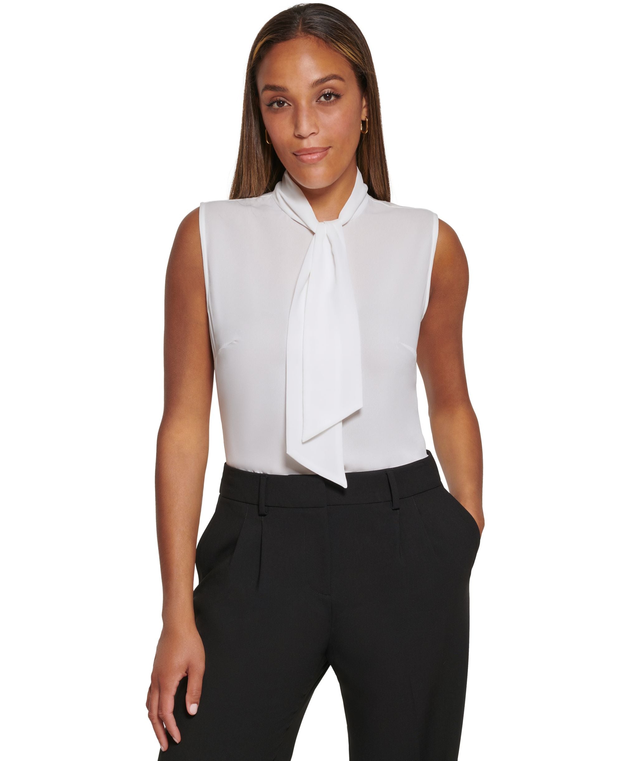 Women's Sleeveless Tie-Neck Top