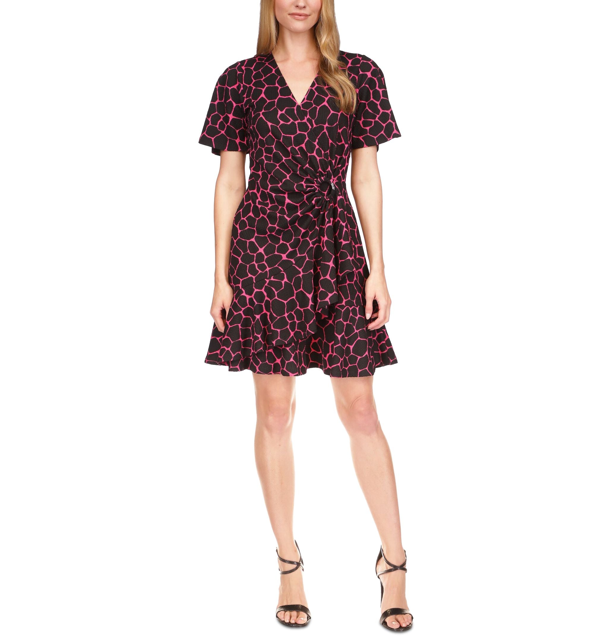 MICHAEL Michael Kors Giraffe Flutter Mini Wrap Dress