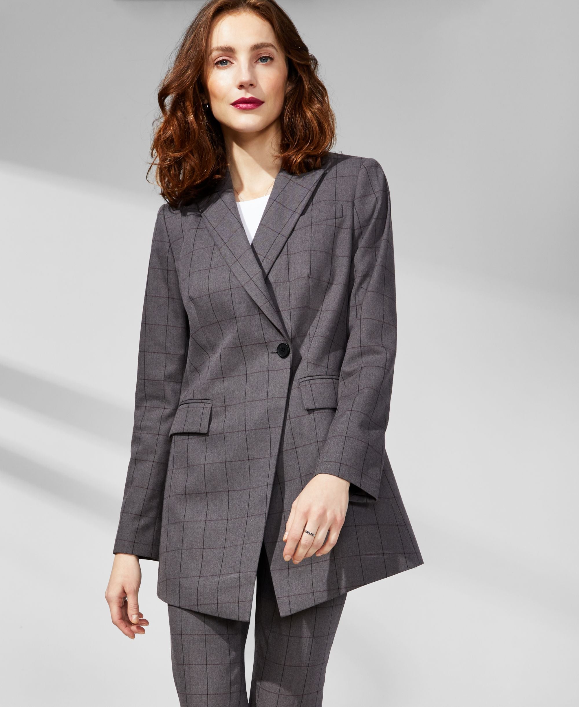 Women's One Button Windowpane Jacket