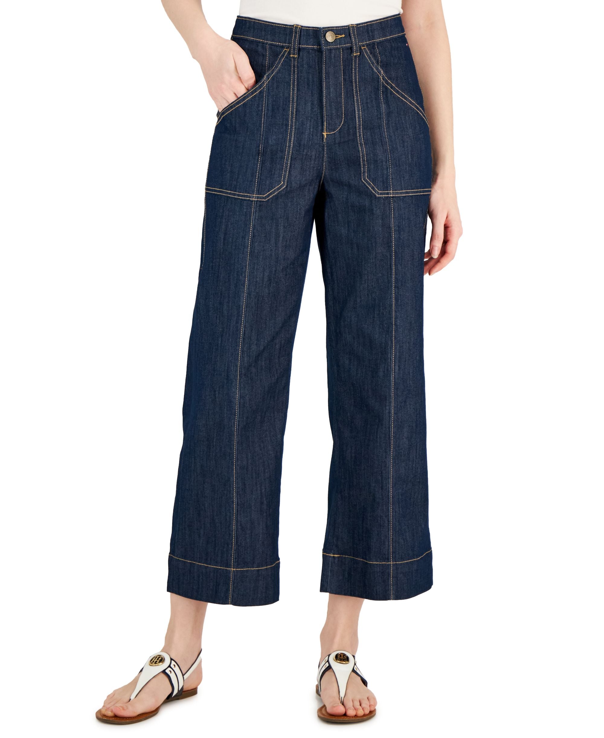 Women's Cropped Wide Leg Jeans