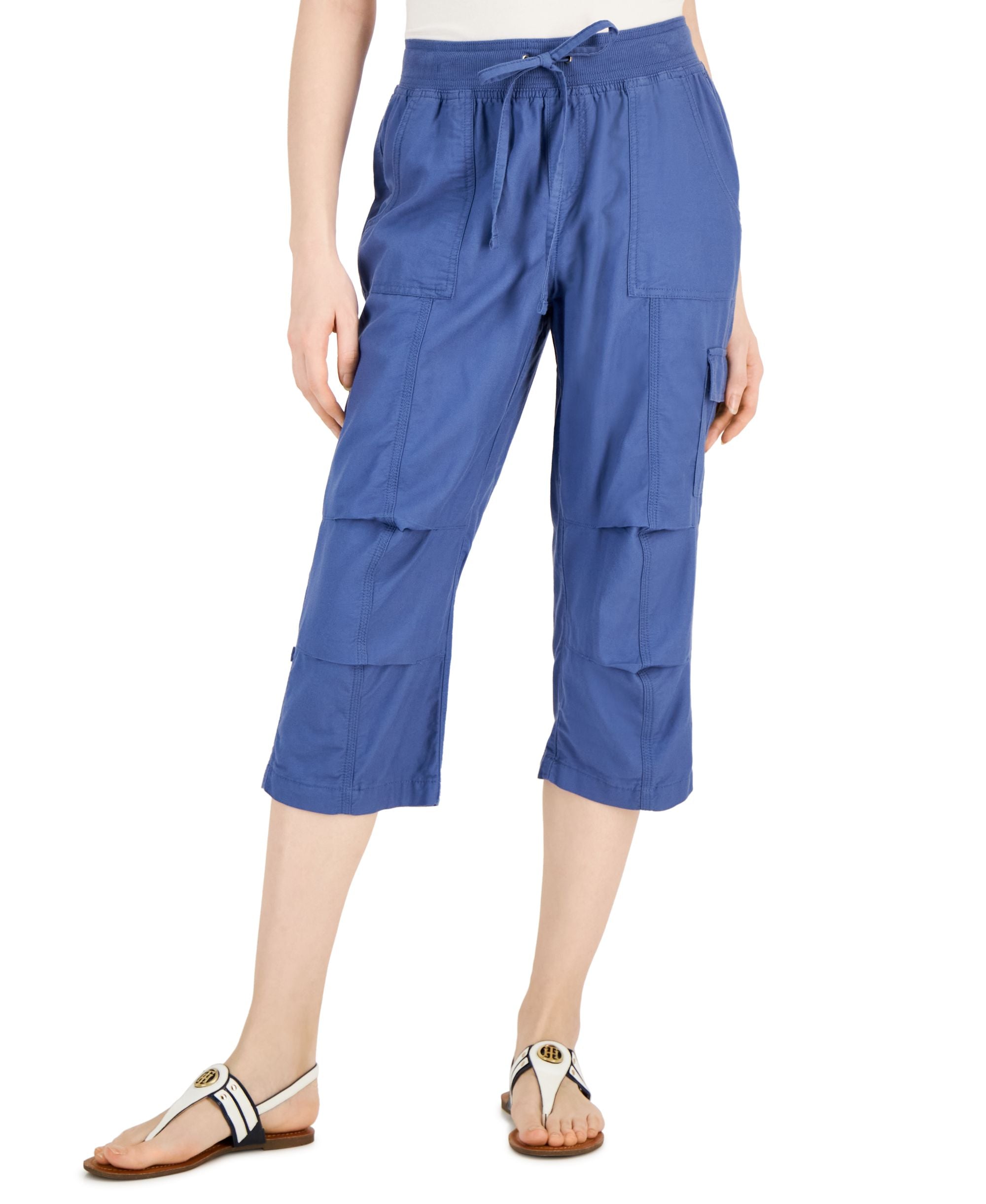 Women's Solid Cropped Cargo Pants