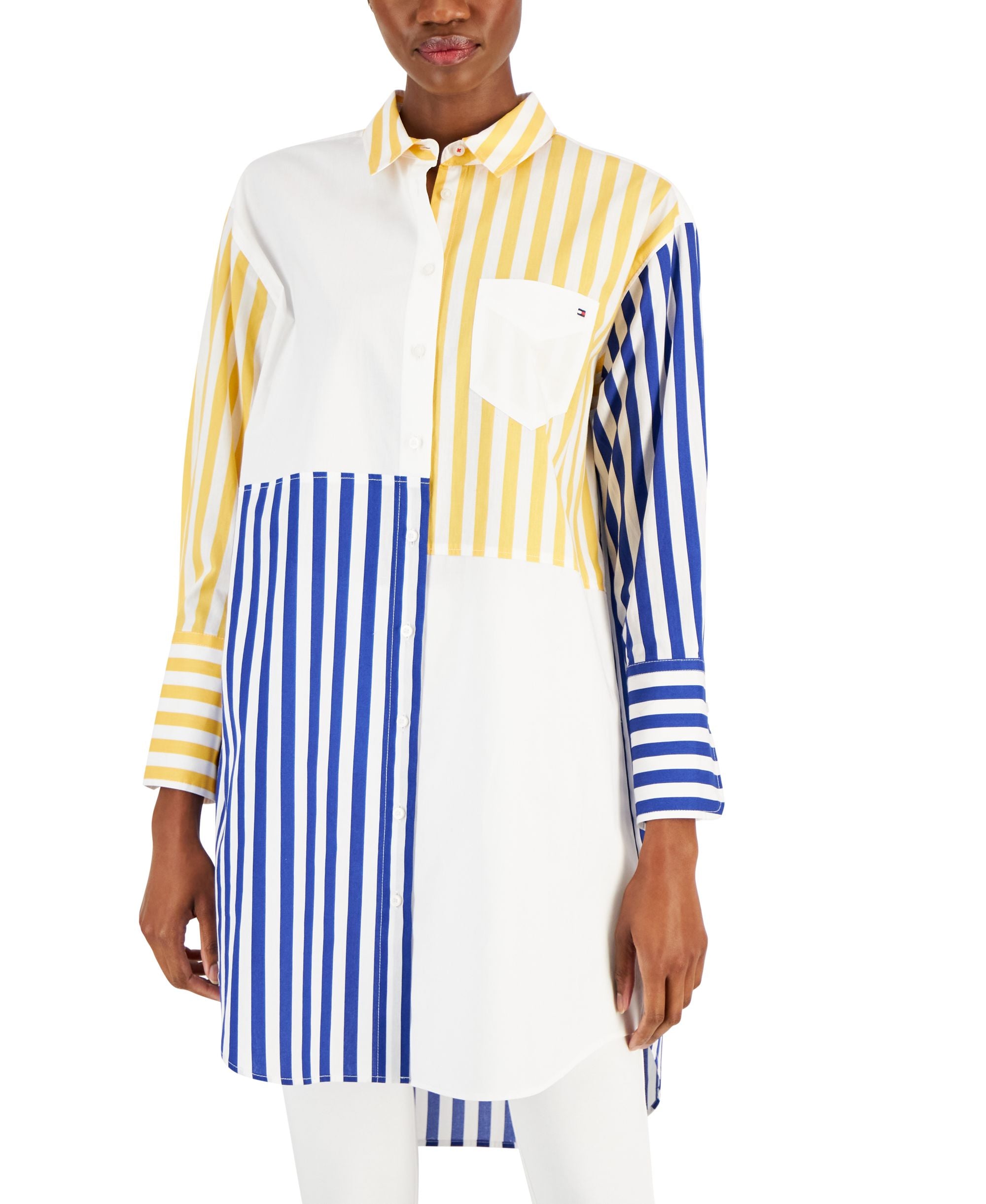 Women's Cotton Striped Patchwork Tunic