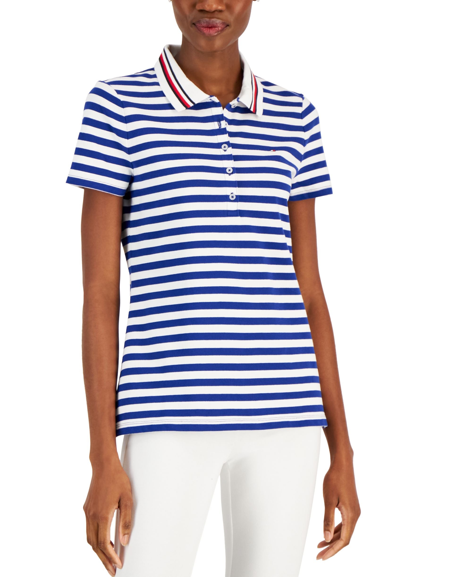 Women's Twin-Tipped Striped Polo Shirt