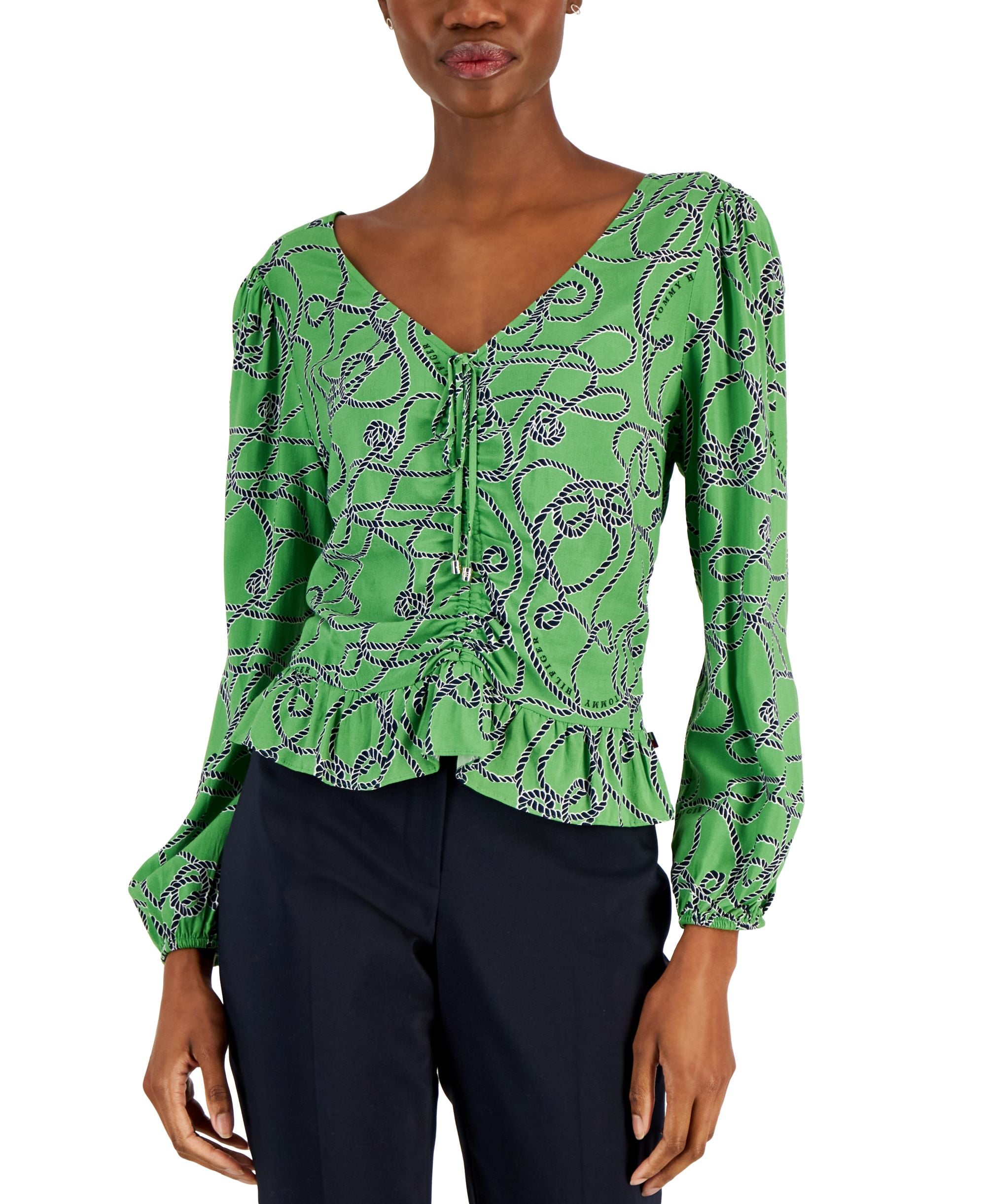 Women's Long-Sleeve Ruched Rope Top