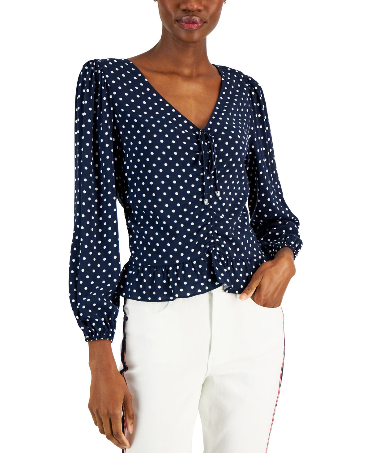 Women's Ruched V-neck Top