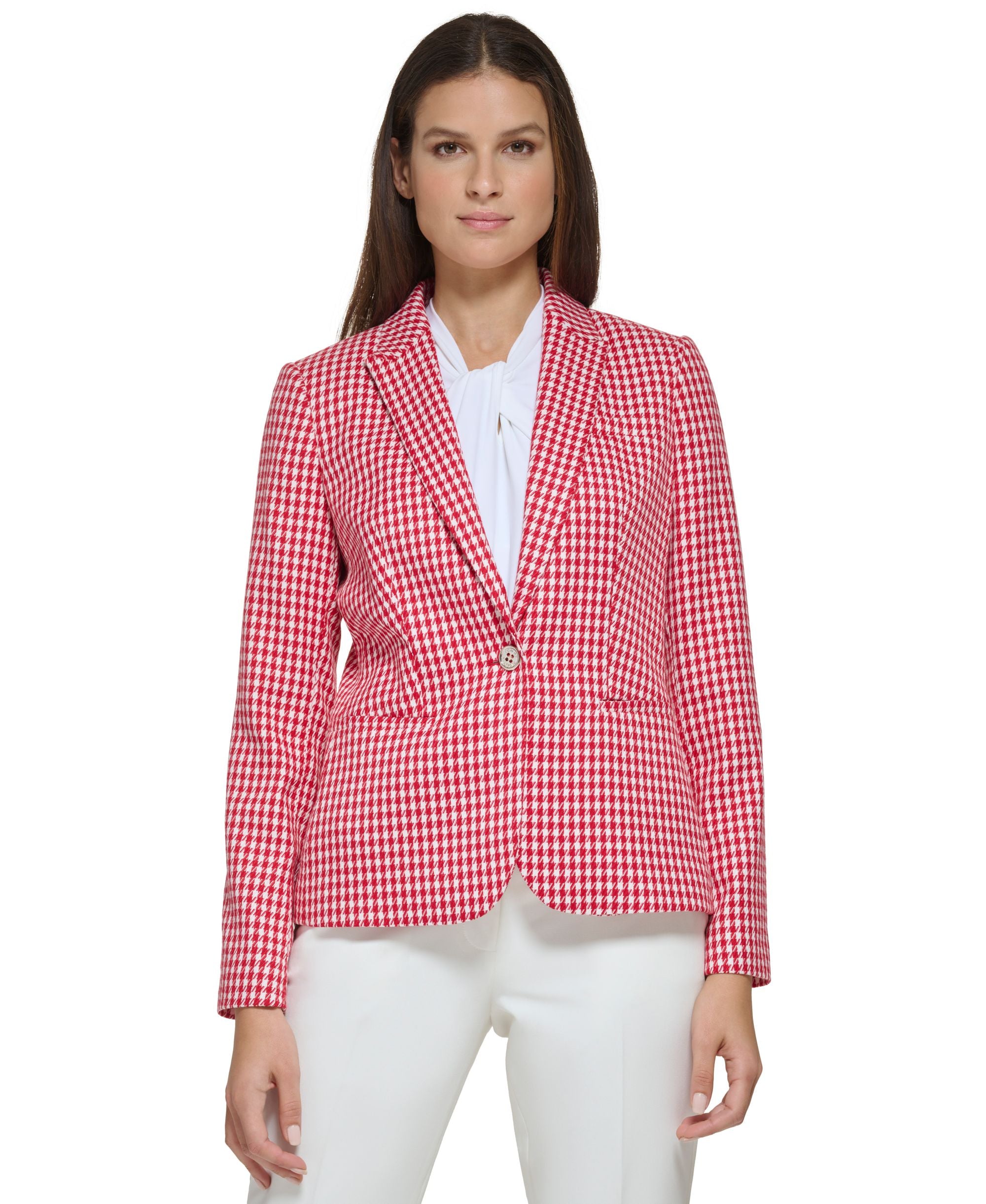 Women's Houndstooth Peak-Lapel Blazer