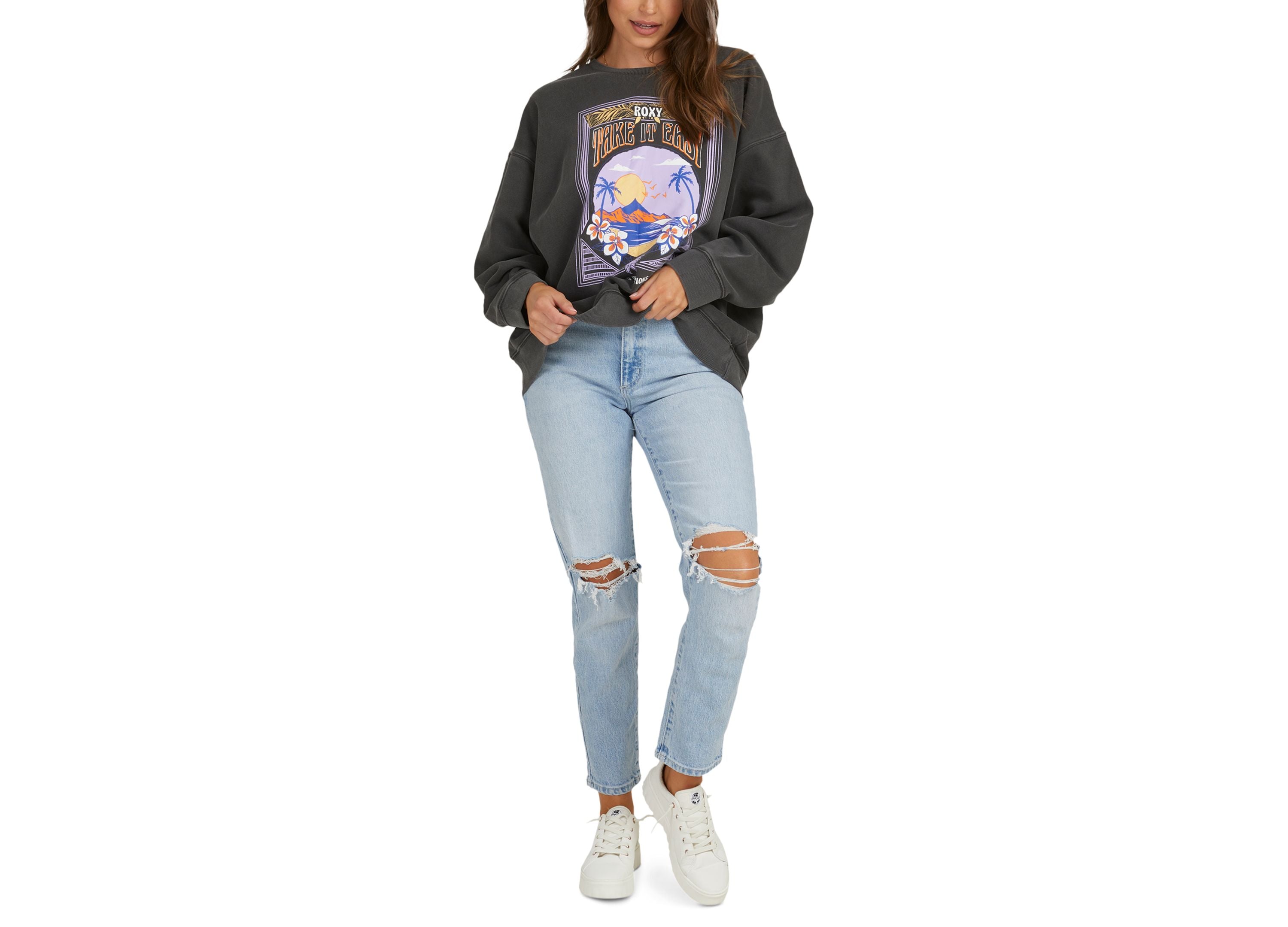 Juniors' Into The Night Graphic Crewneck Sweatshirt