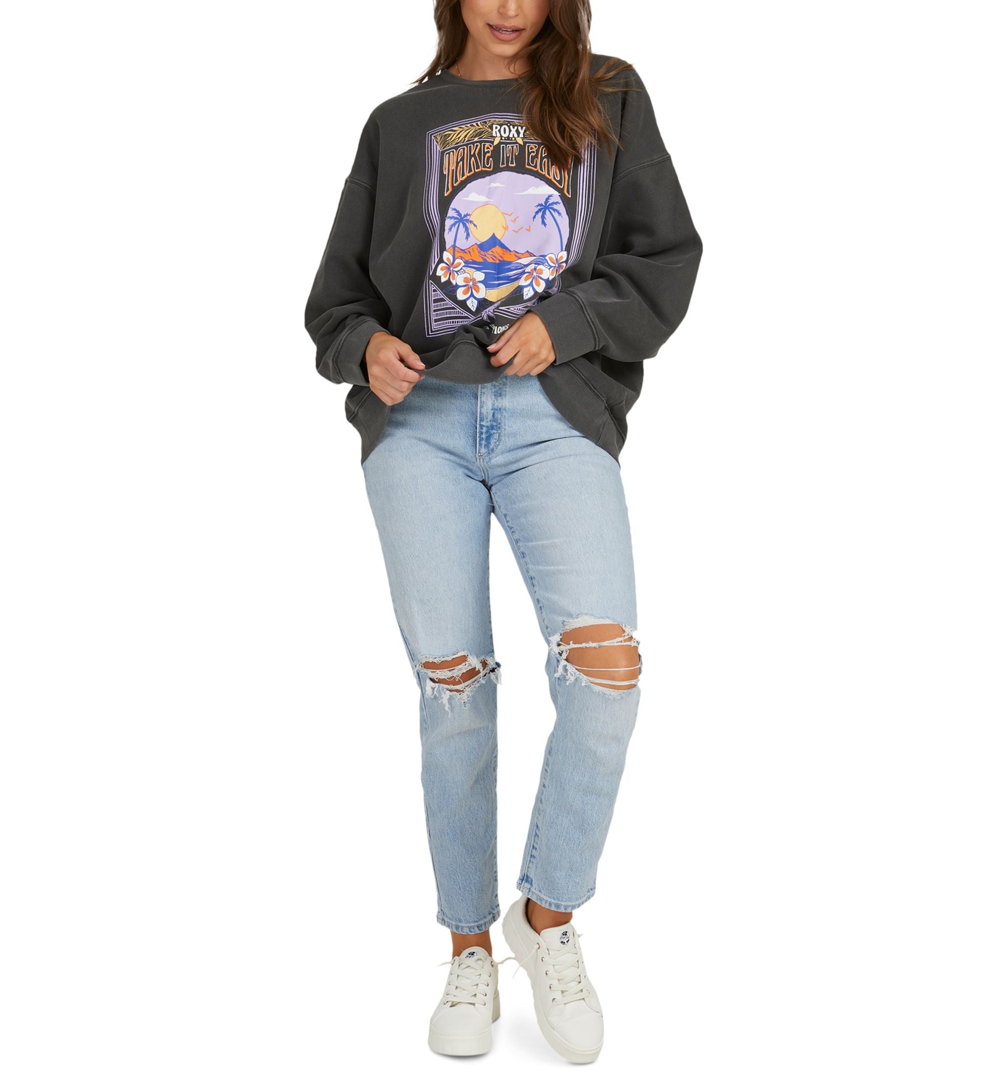 Juniors' Into The Night Graphic Crewneck Sweatshirt
