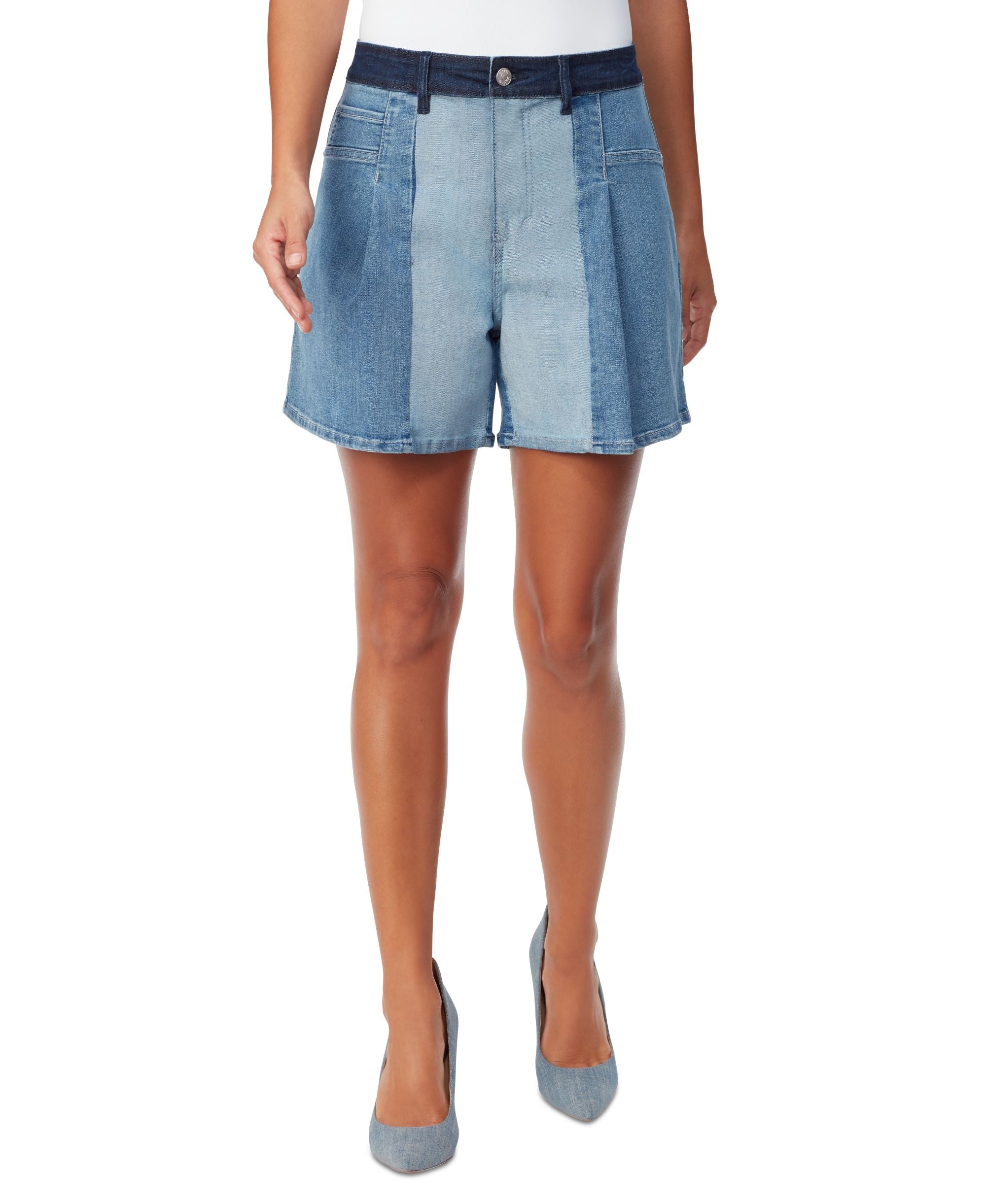 Women's Gloria Vanderbilt x Christian Siriano Patchwork Pleated 5" Shorts