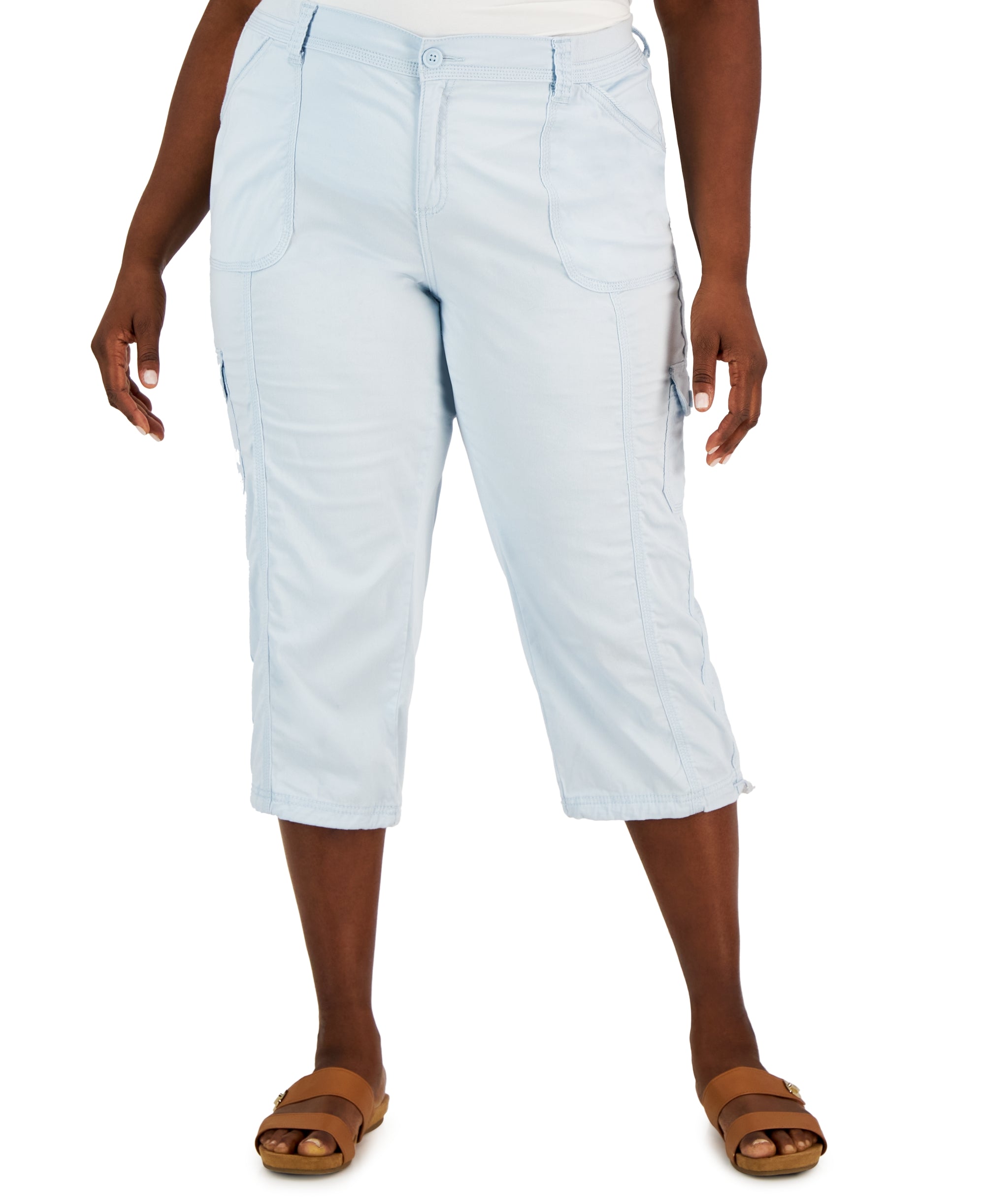 Plus Size Bungee-Hem Capri Pants