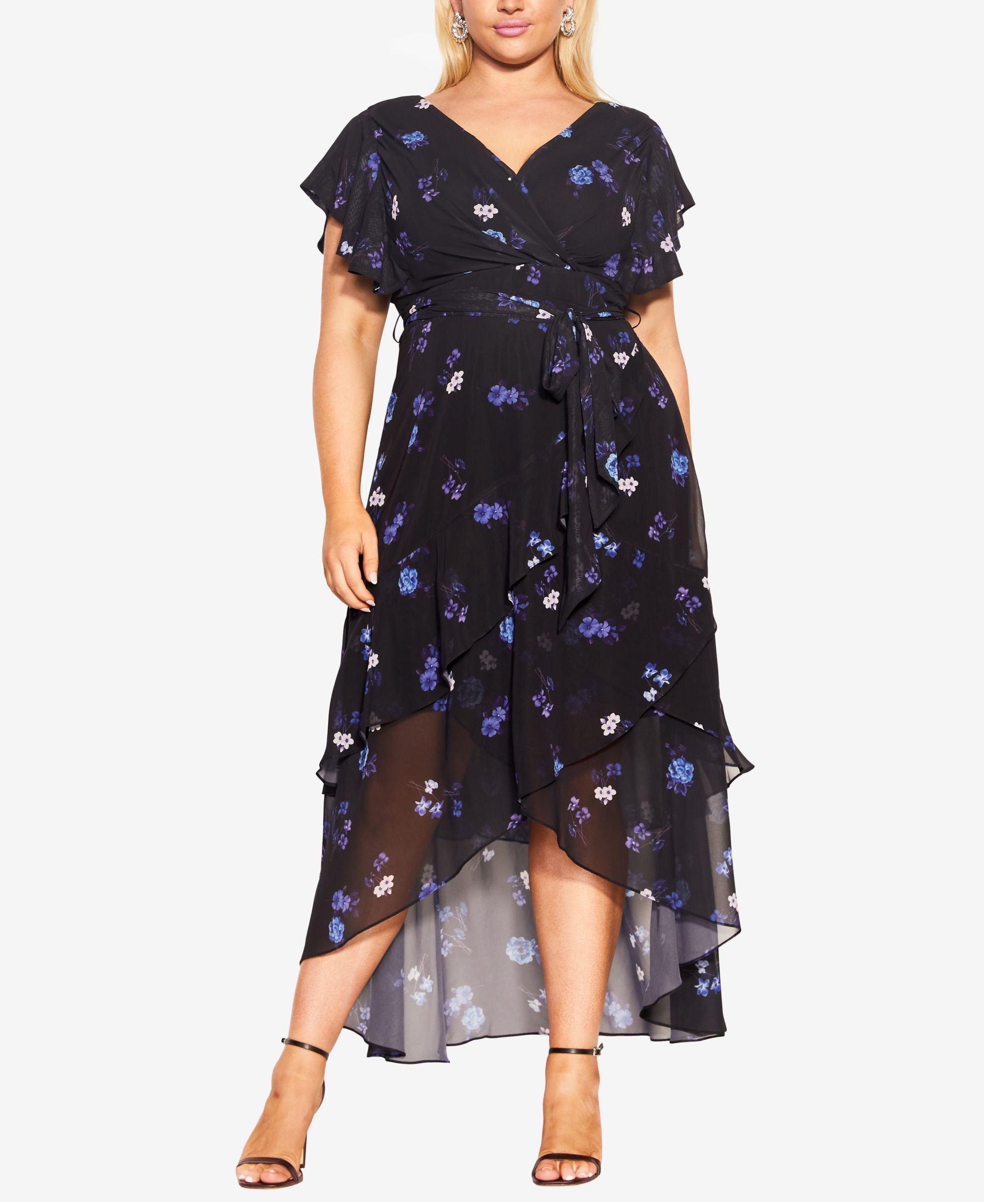 Trendy Plus Size Flirty Tier Print Maxi Dress