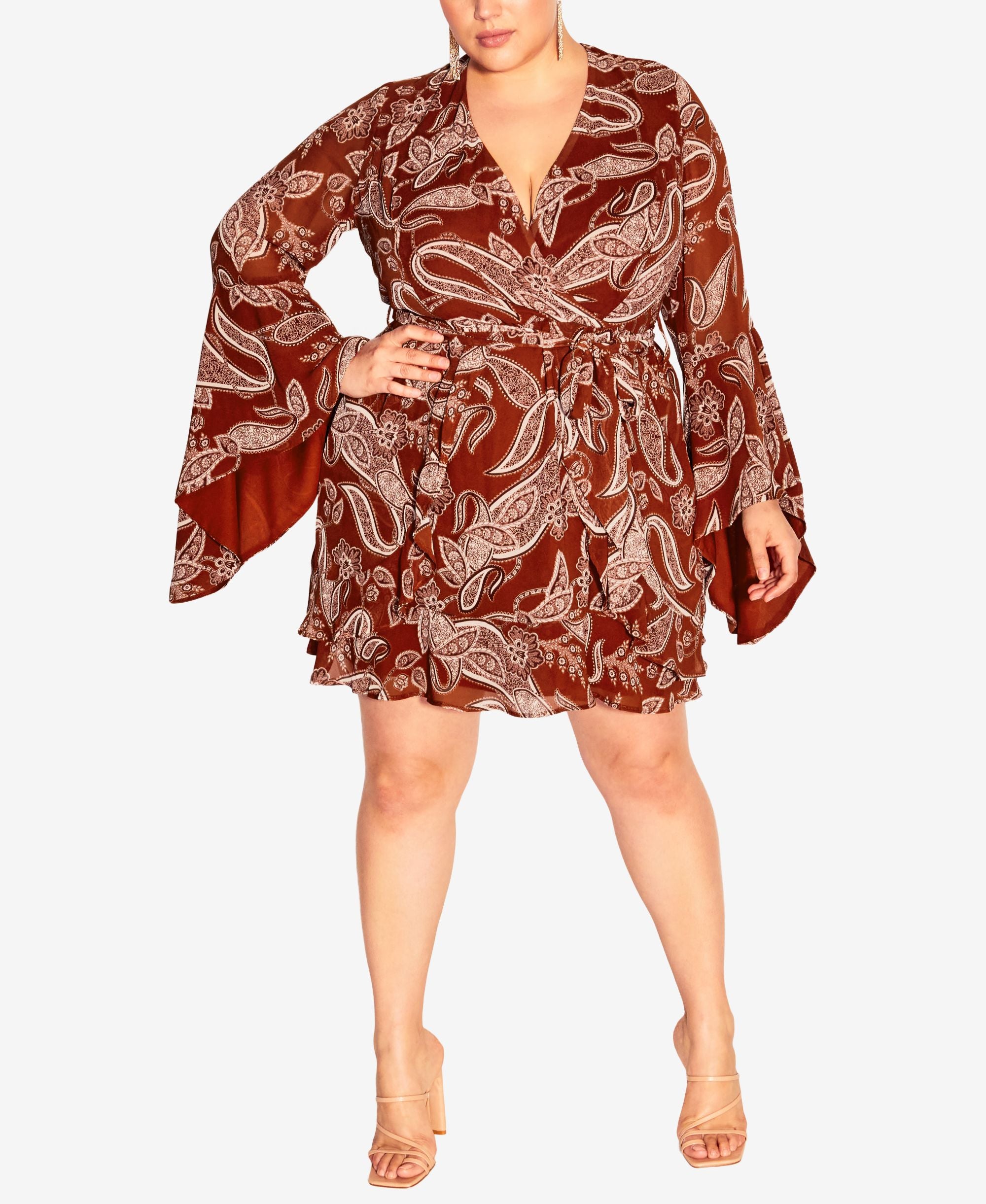 Trendy Plus Size Paisley Mini Dress