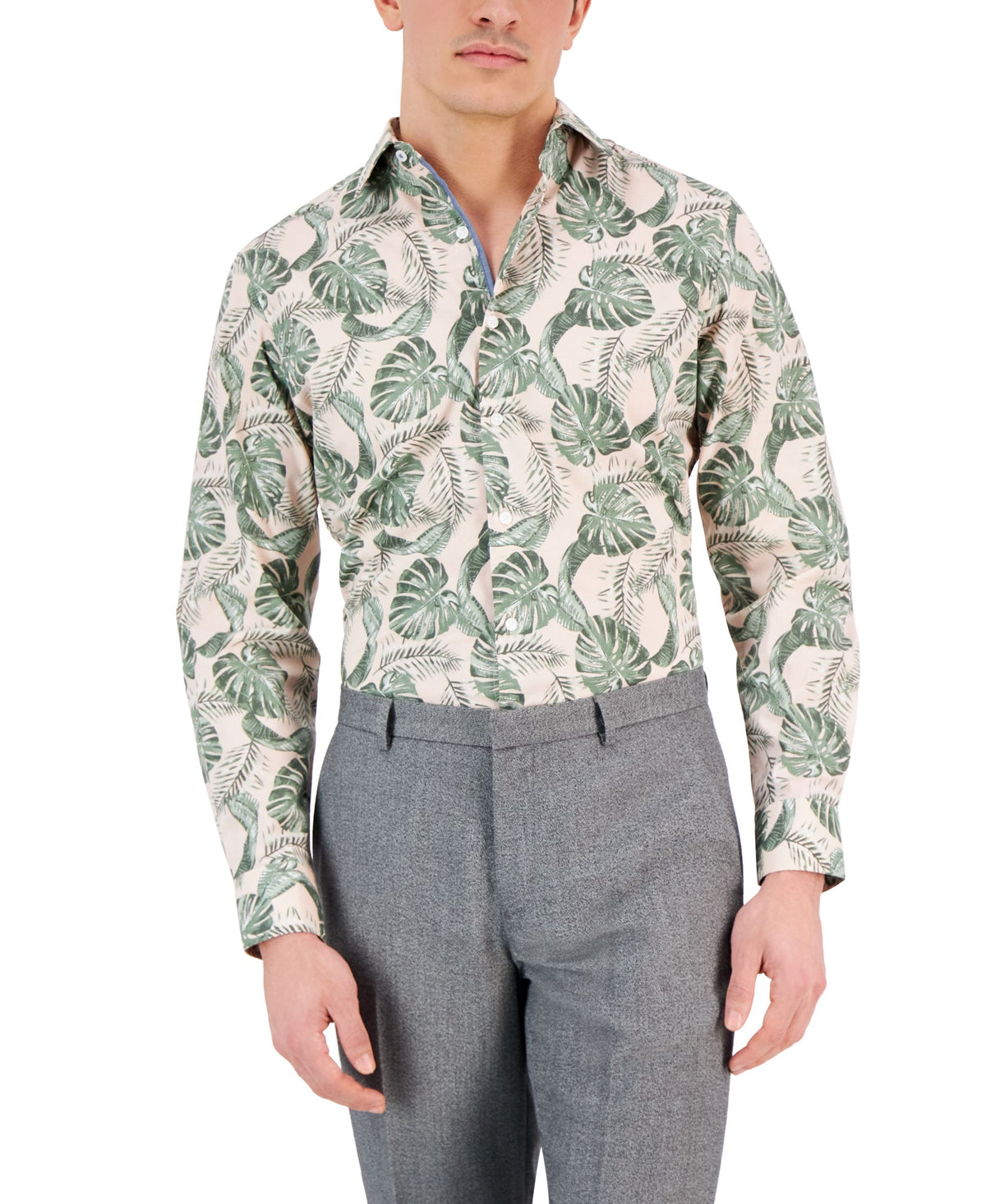 Men's Hoja Slim-Fit Botanical-Print Dress Shirt