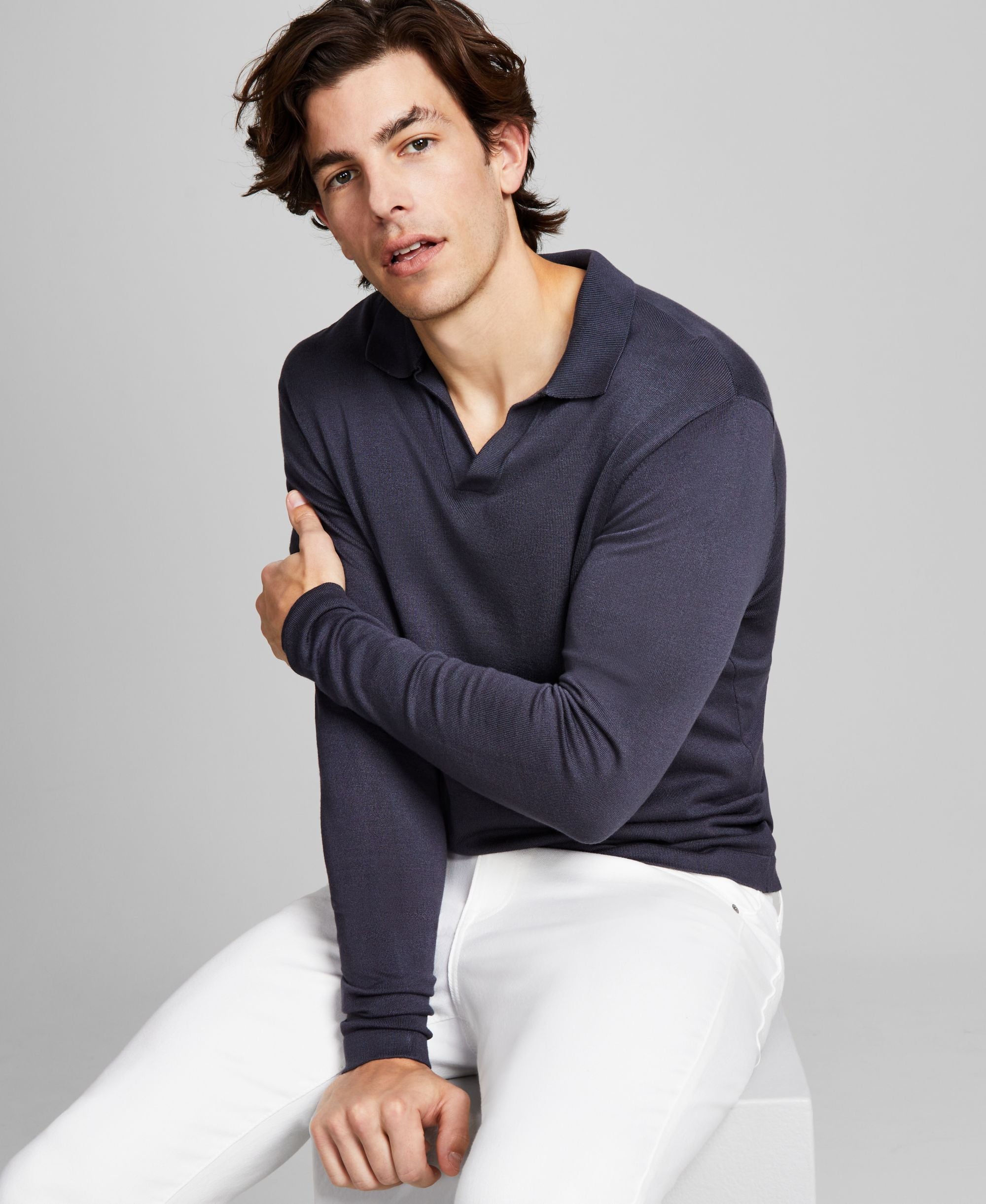 Men's Polo V-Neck Sweater