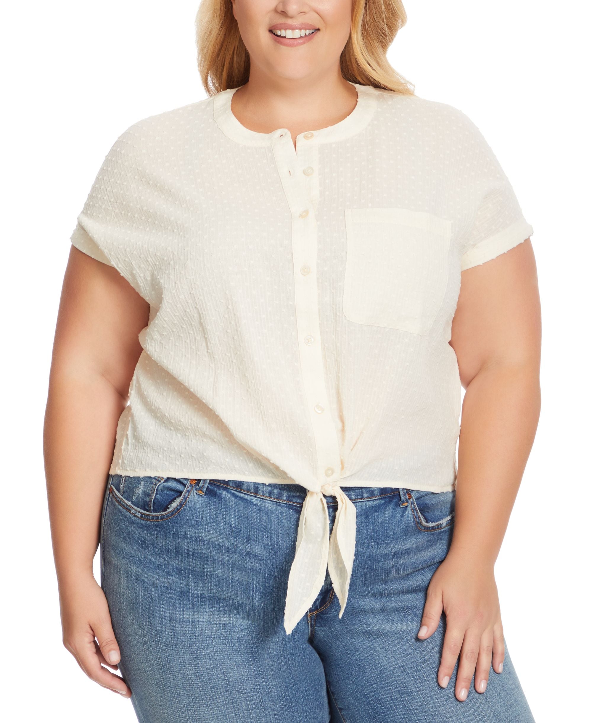 Trendy Plus Size Louelle Tie-Front Blouse