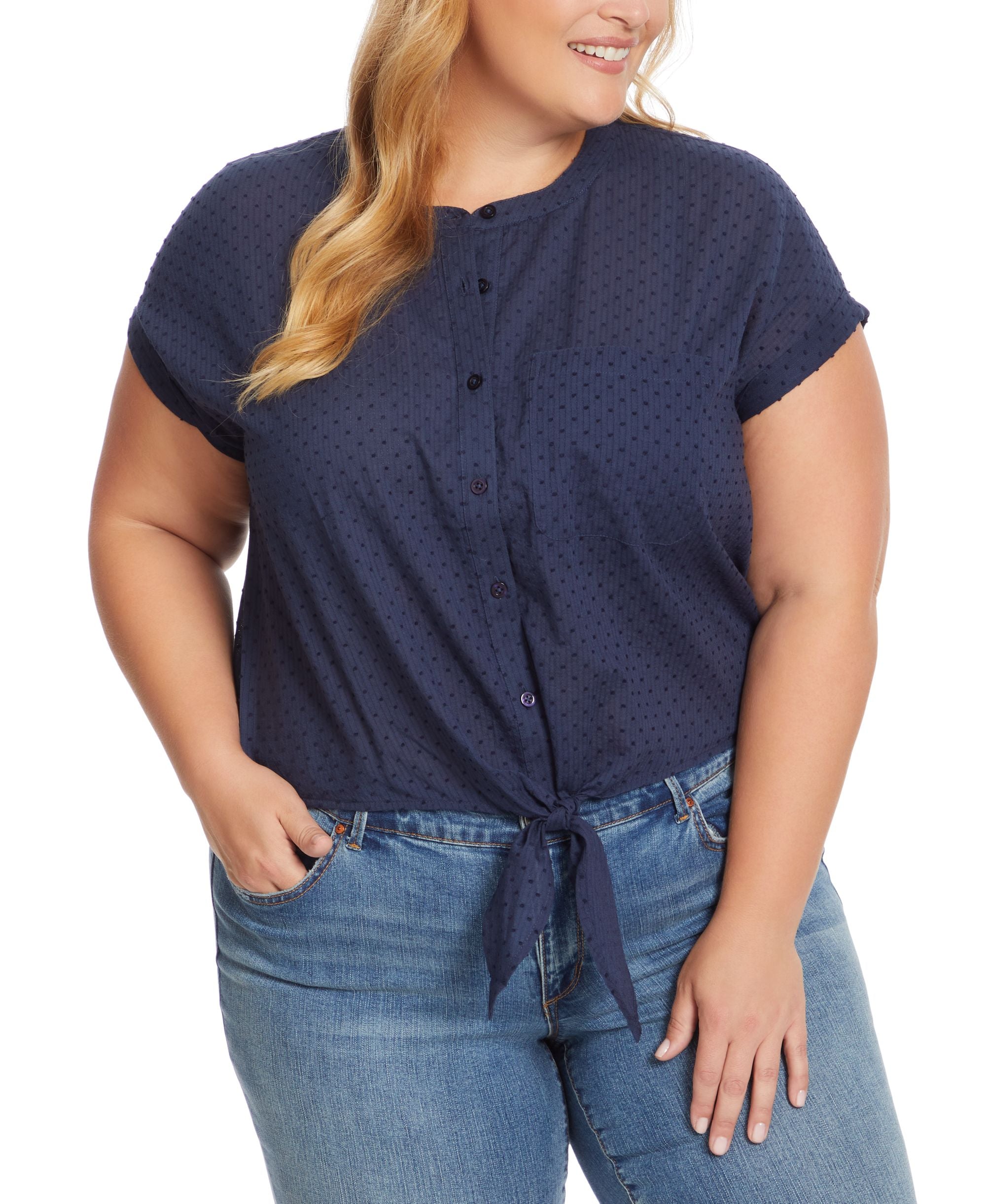 Trendy Plus Size Louelle Tie-Front Blouse