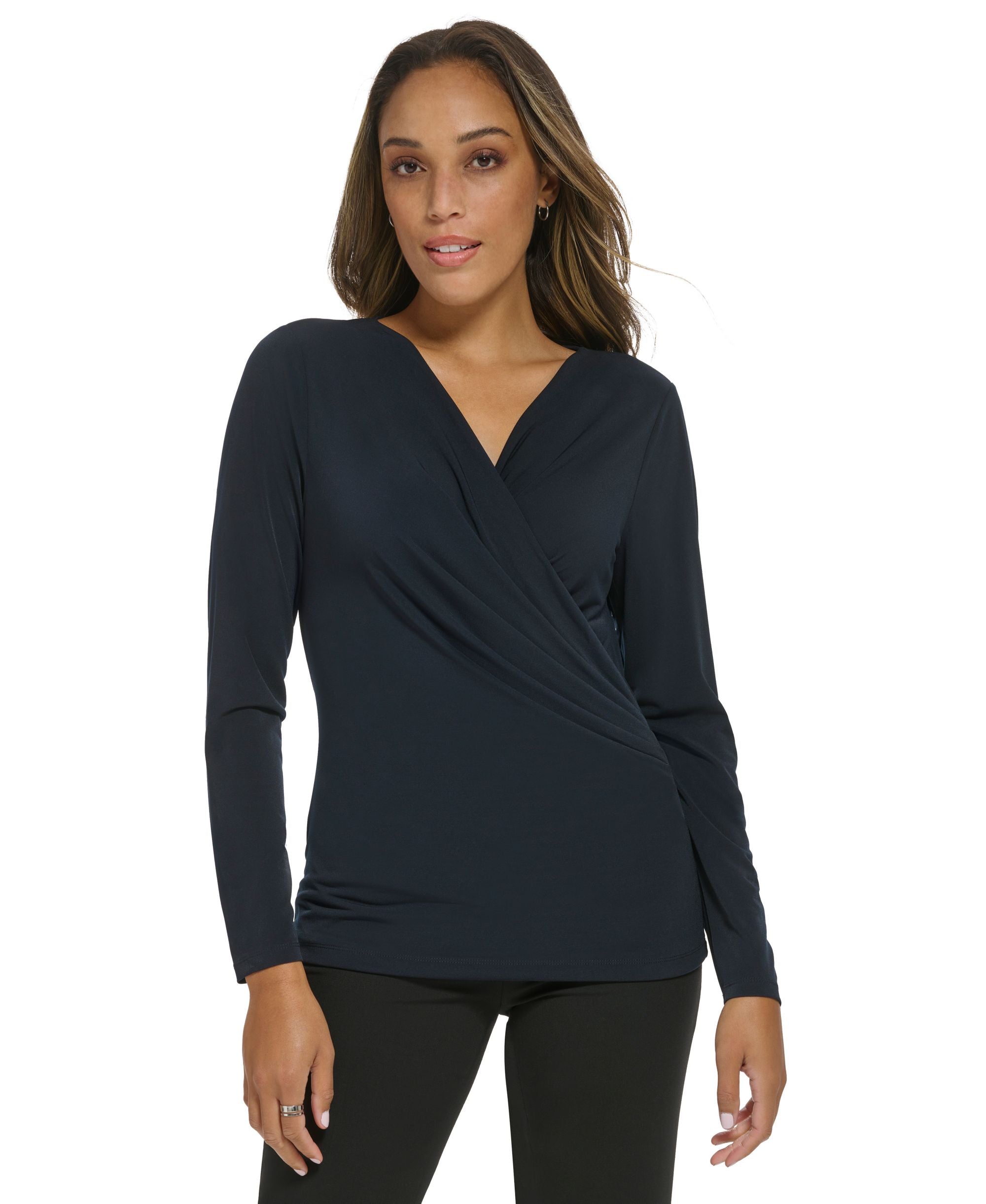 Women's Long-Sleeve Wrap-Front Top