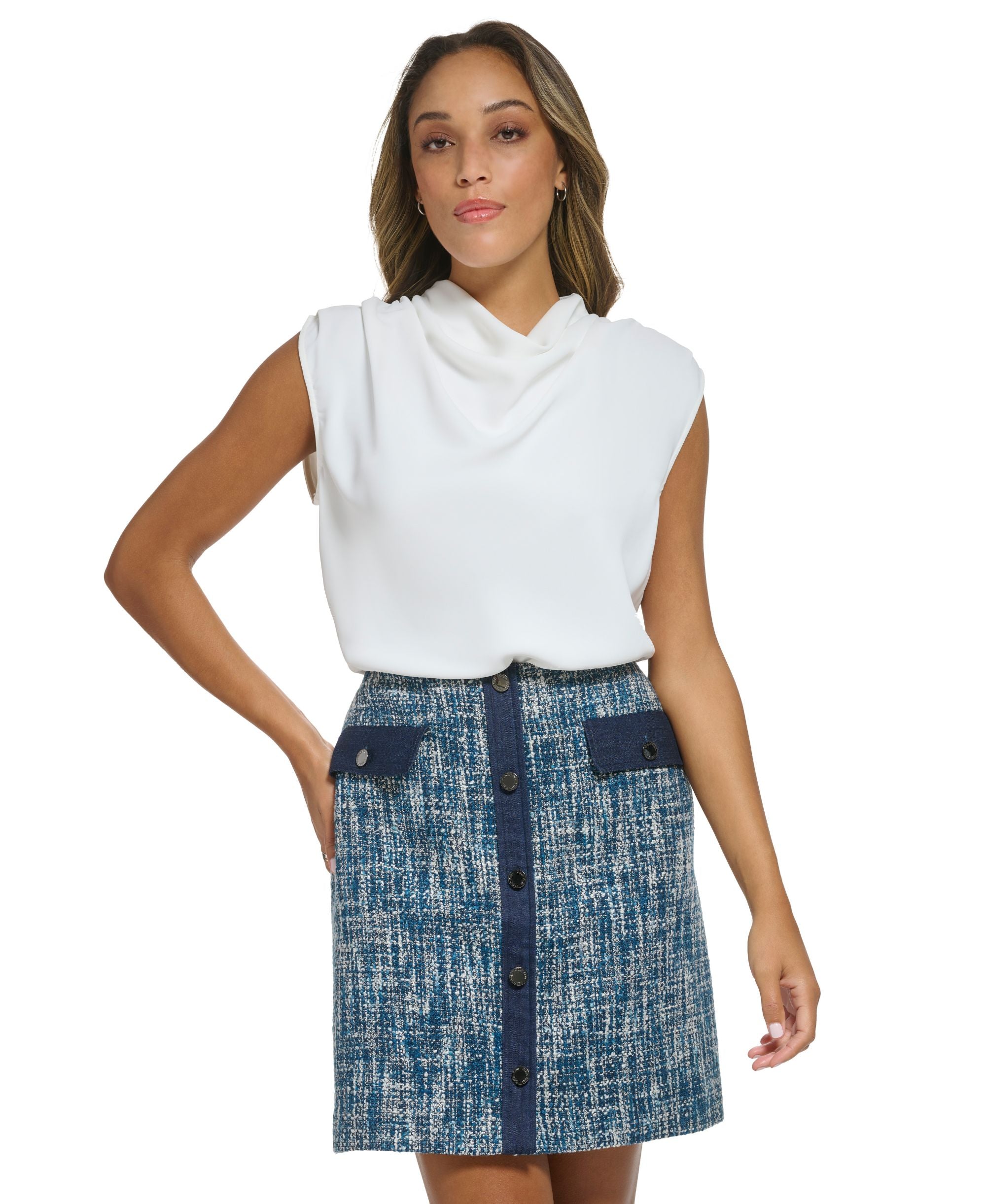 Women's Cowl-Neck Cap-Sleeve Top